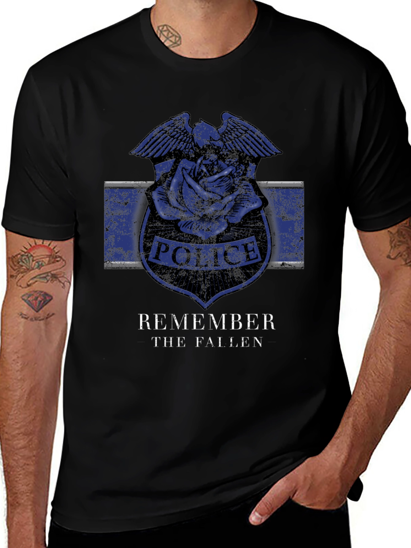 Remember the Fallen Police Rose Graphic T-Shirt