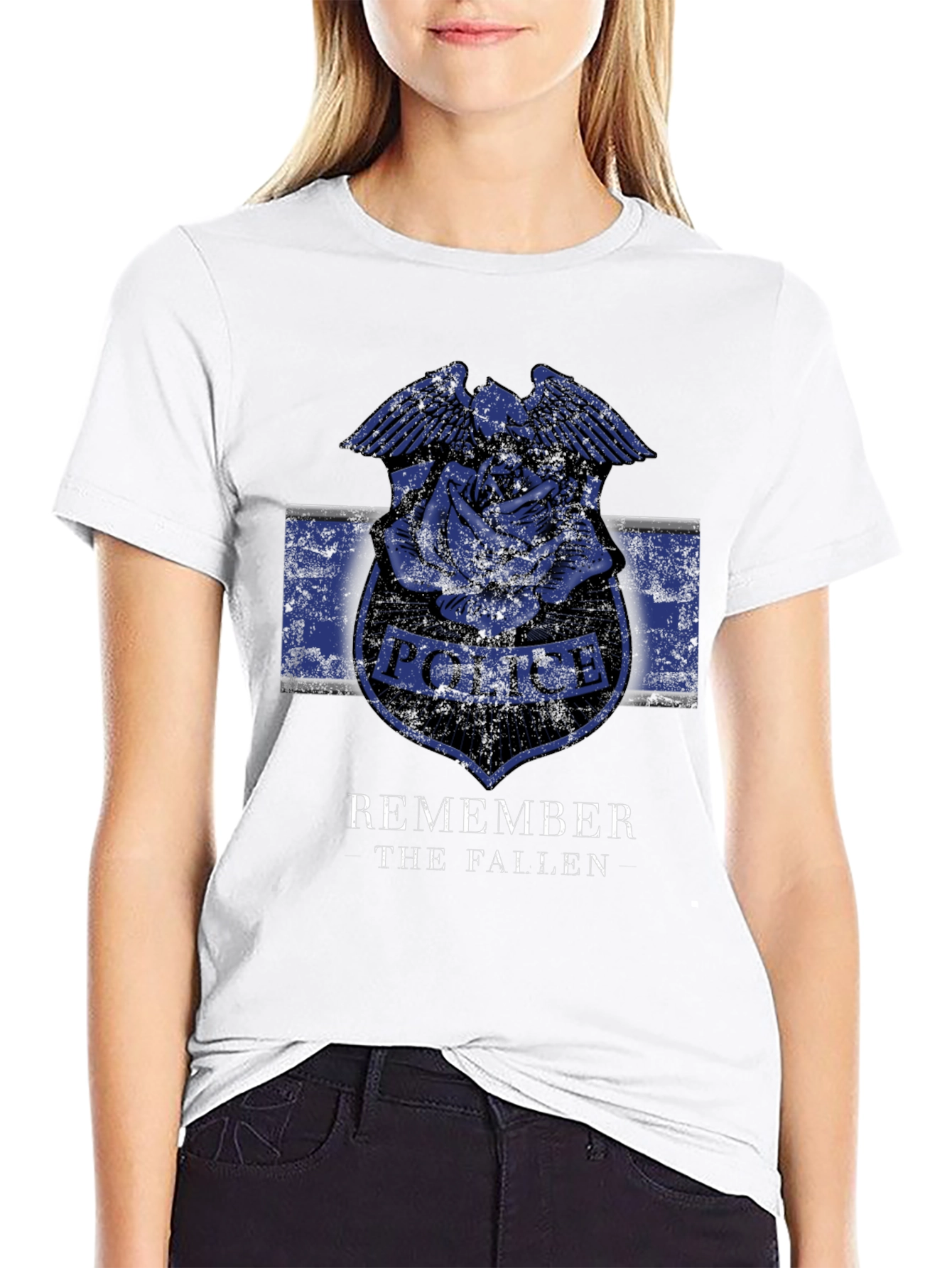 Remember the Fallen Police Rose Graphic T-Shirt
