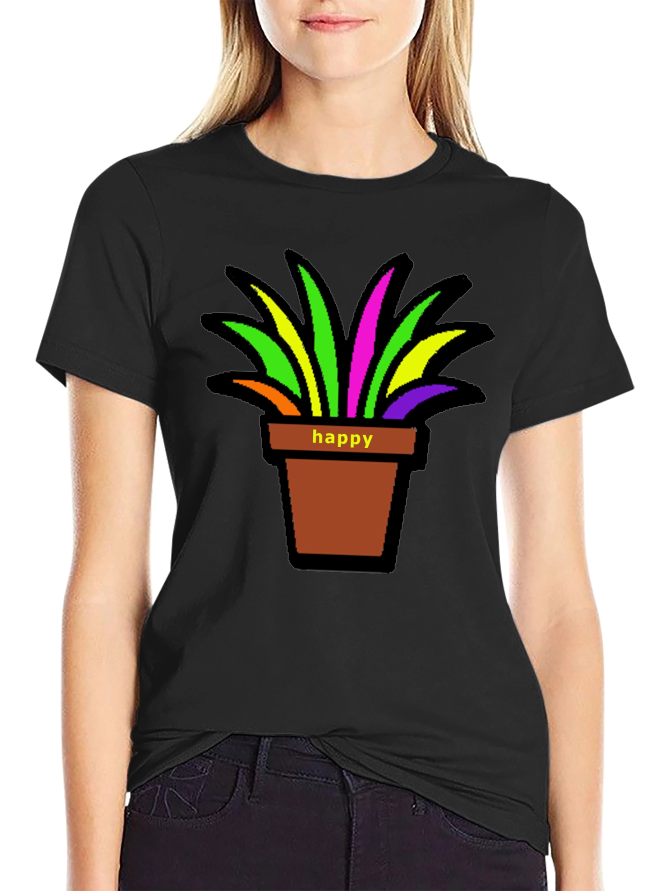 Happy Potted Plant Graphic T-Shirt