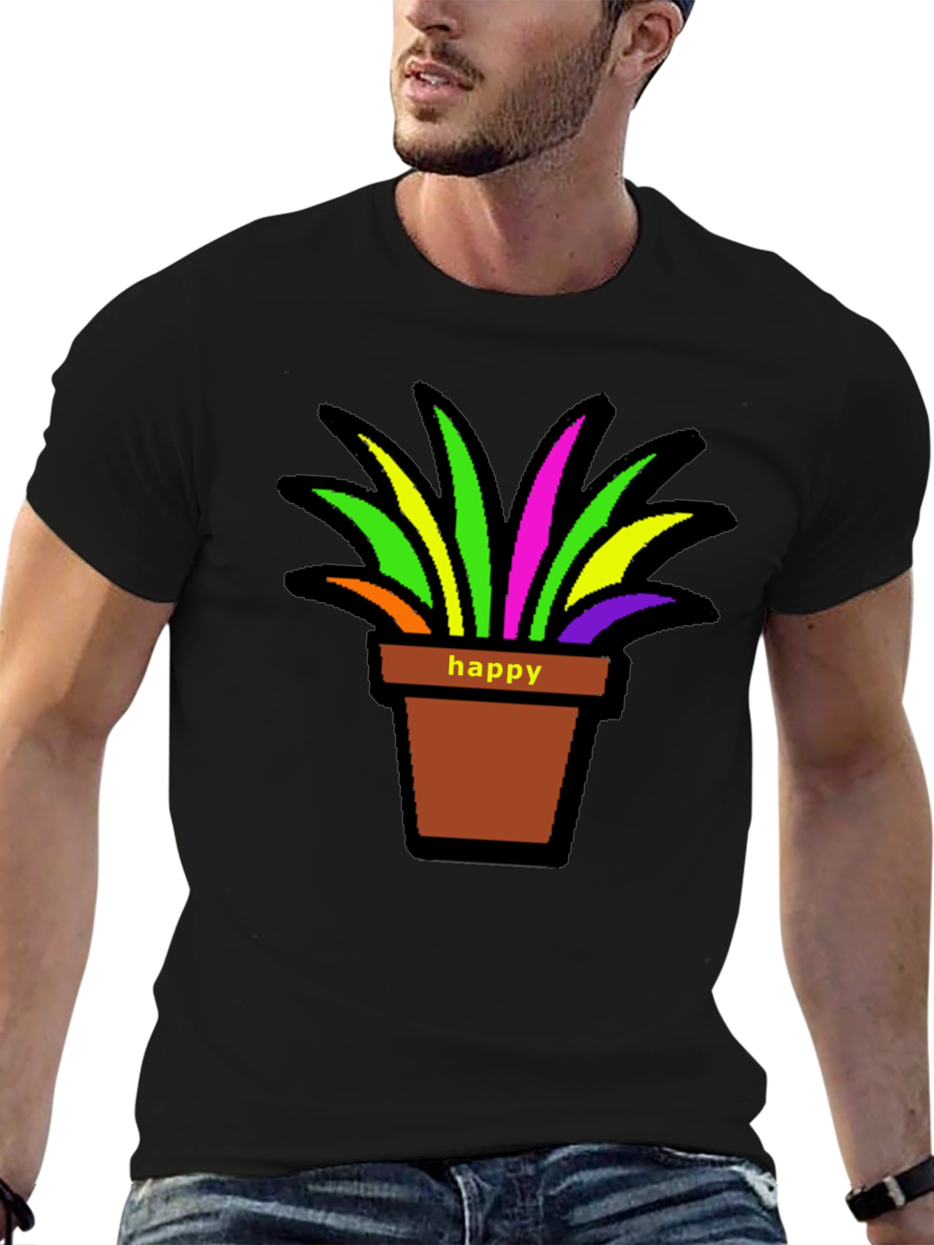 Happy Potted Plant Graphic T-Shirt