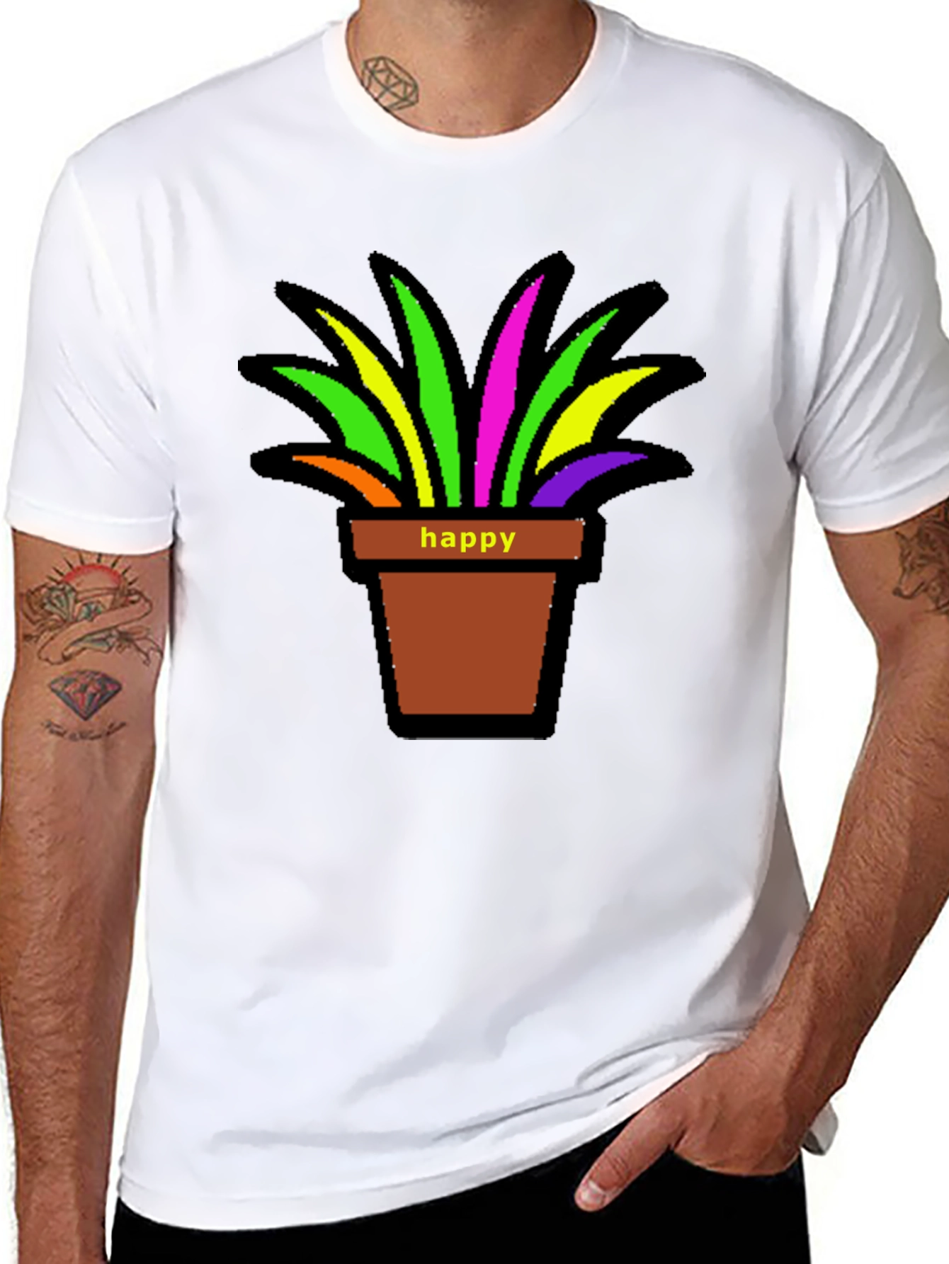 Happy Potted Plant Graphic T-Shirt