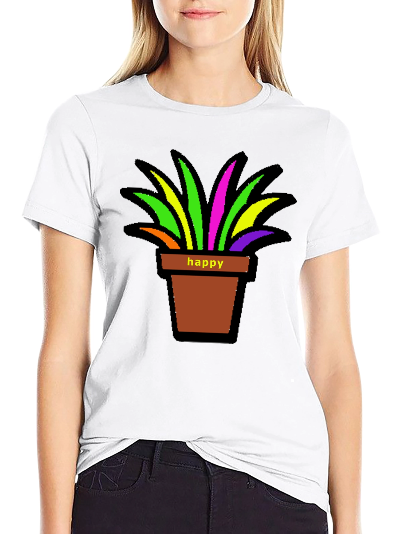 Happy Potted Plant Graphic T-Shirt