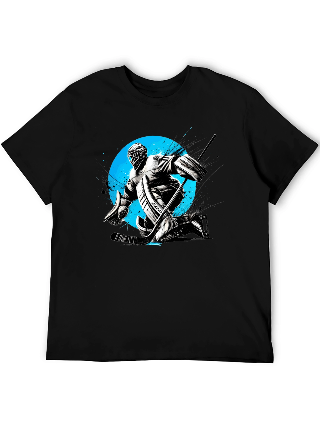 Hockey Goalie Graphic Tee - Black Cotton T-Shirt
