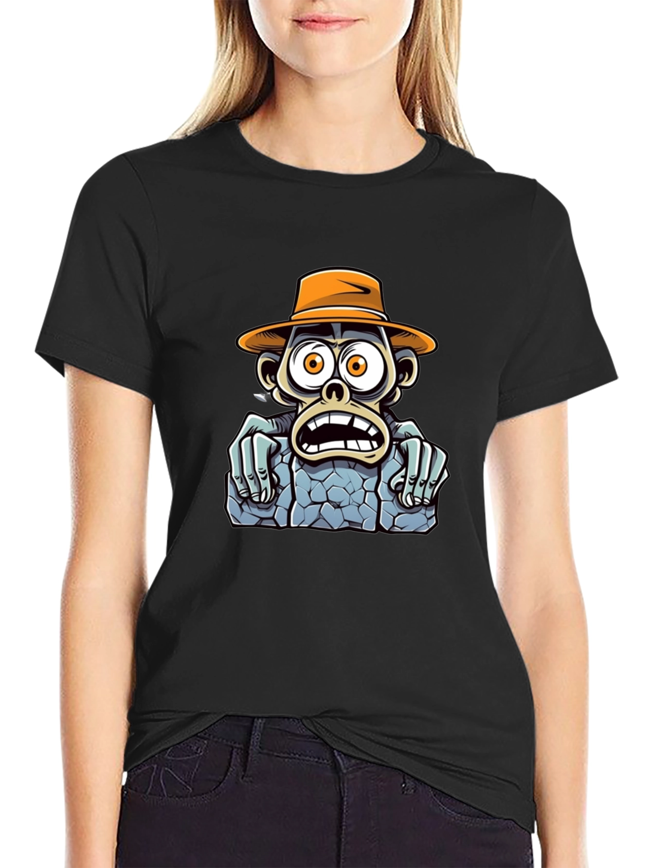 Cartoon Monkey Graphic T-Shirt