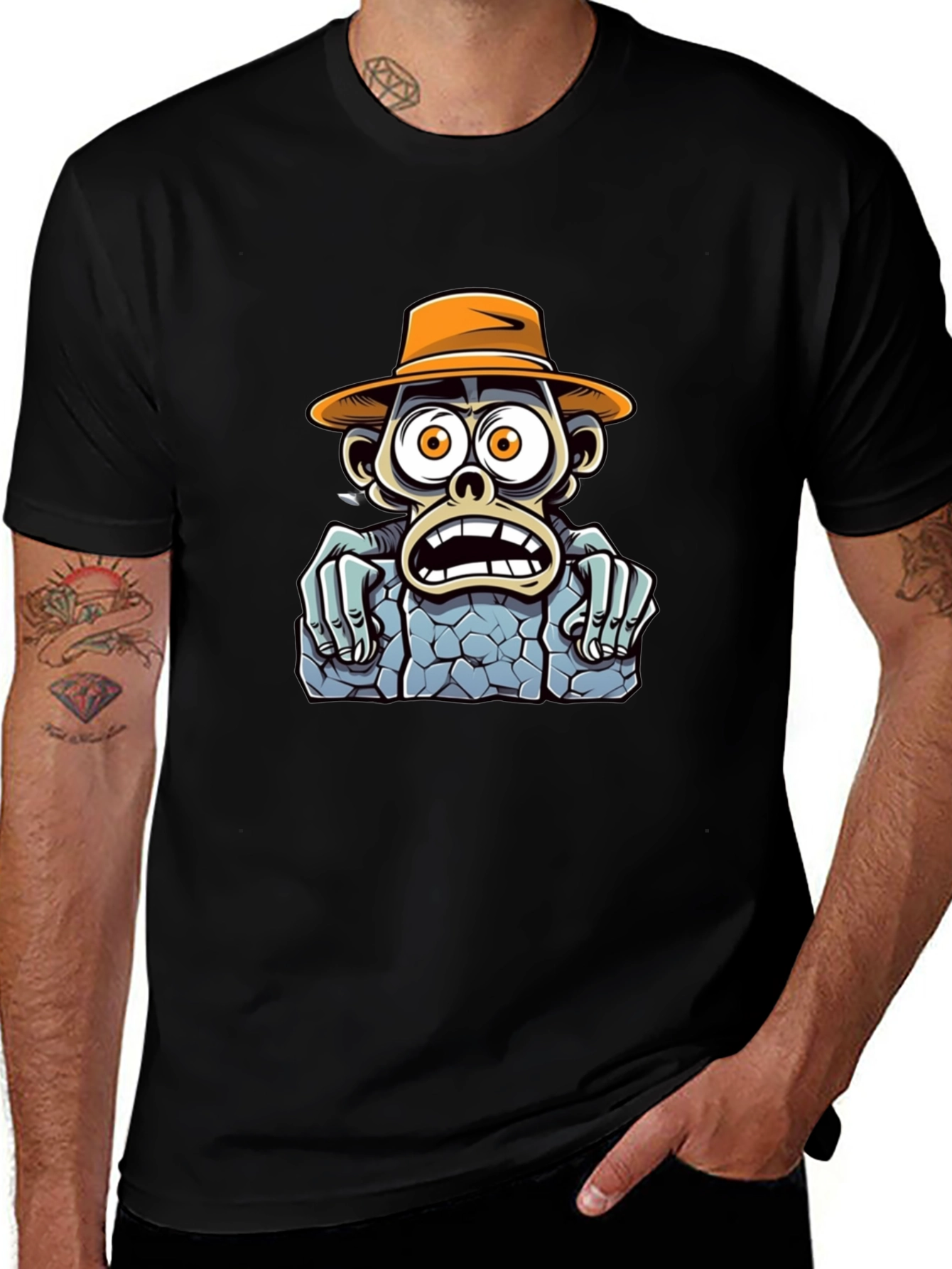 Cartoon Monkey Graphic T-Shirt