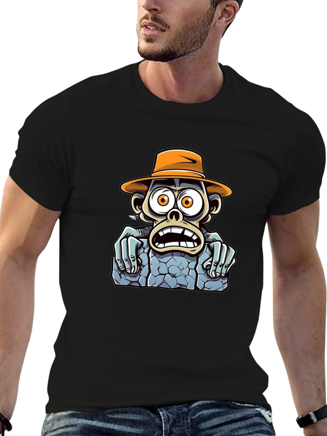 Cartoon Monkey Graphic T-Shirt