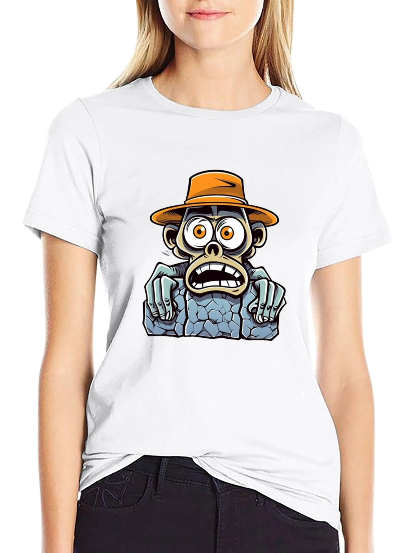 Cartoon Monkey Graphic T-Shirt