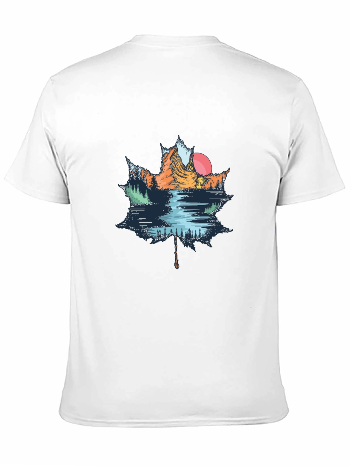 Maple Leaf Mountain Scene Graphic T-Shirt
