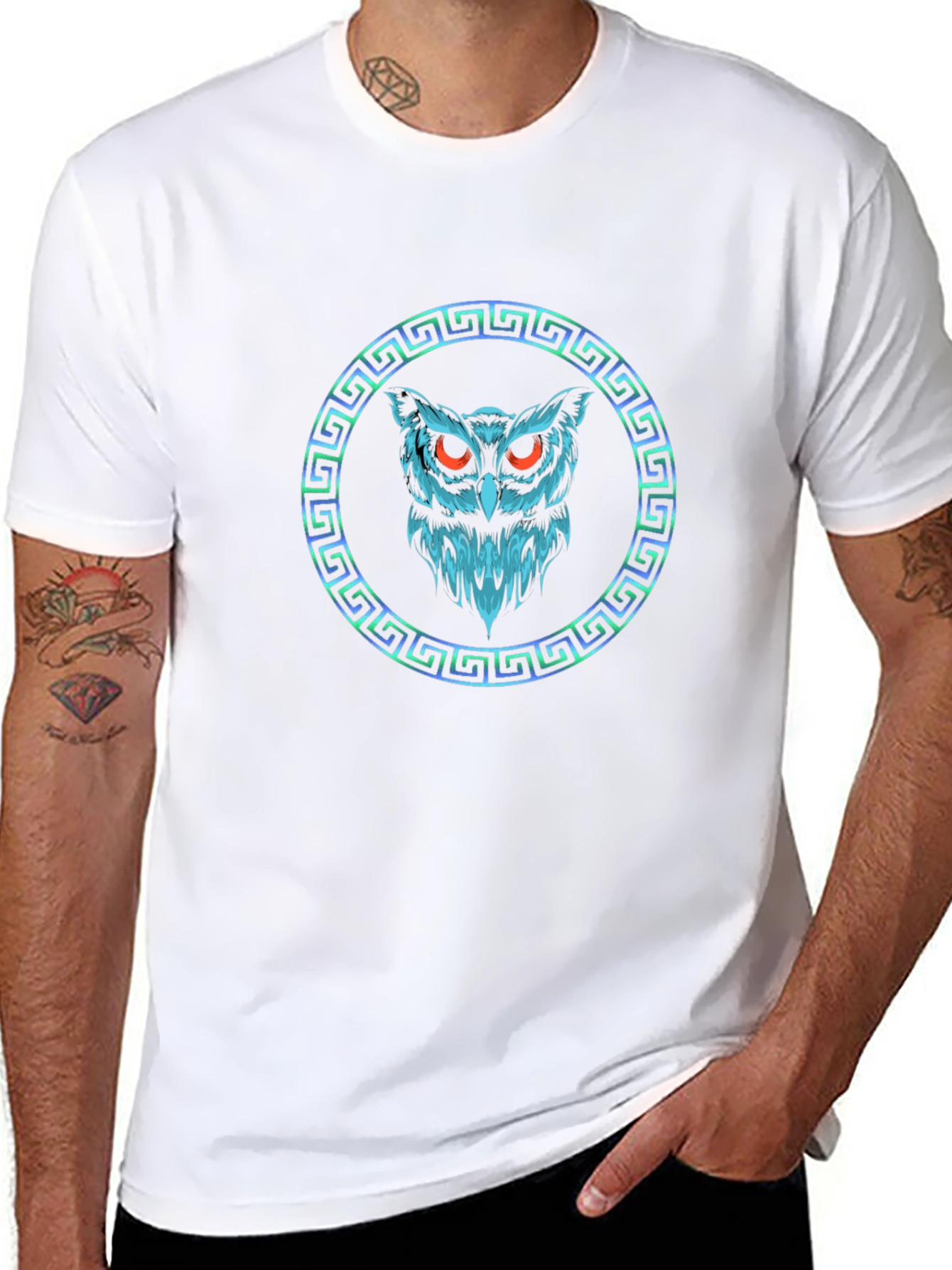 Mens Black Owl Graphic Tee