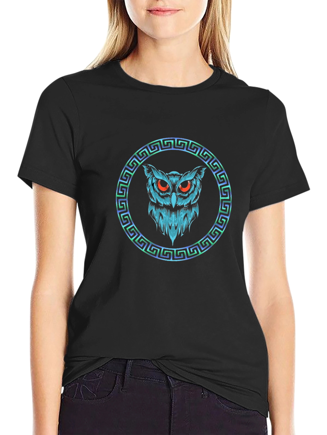 Mens Black Owl Graphic Tee