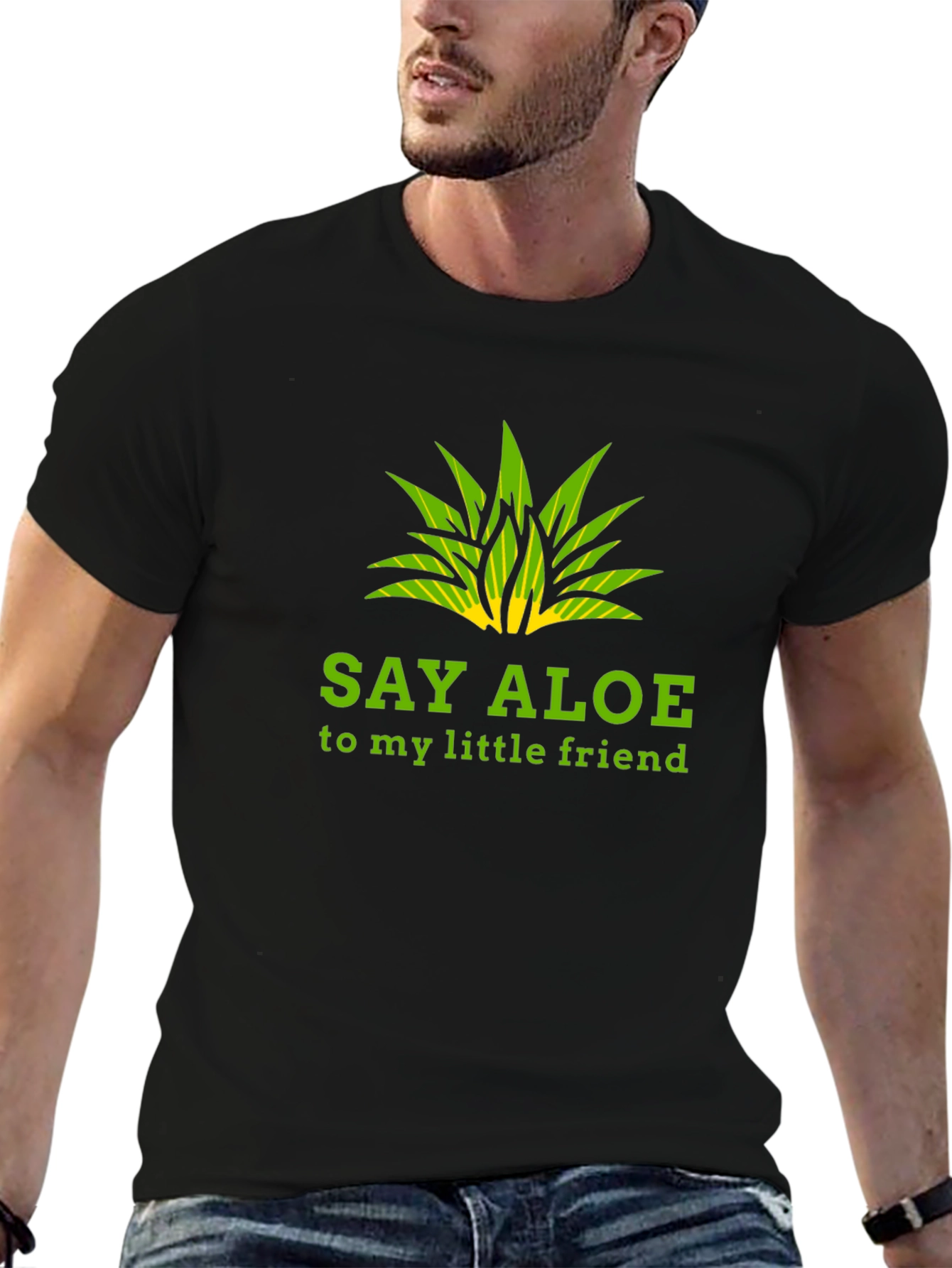 Say Aloe To My Little Friend Black Graphic Tee