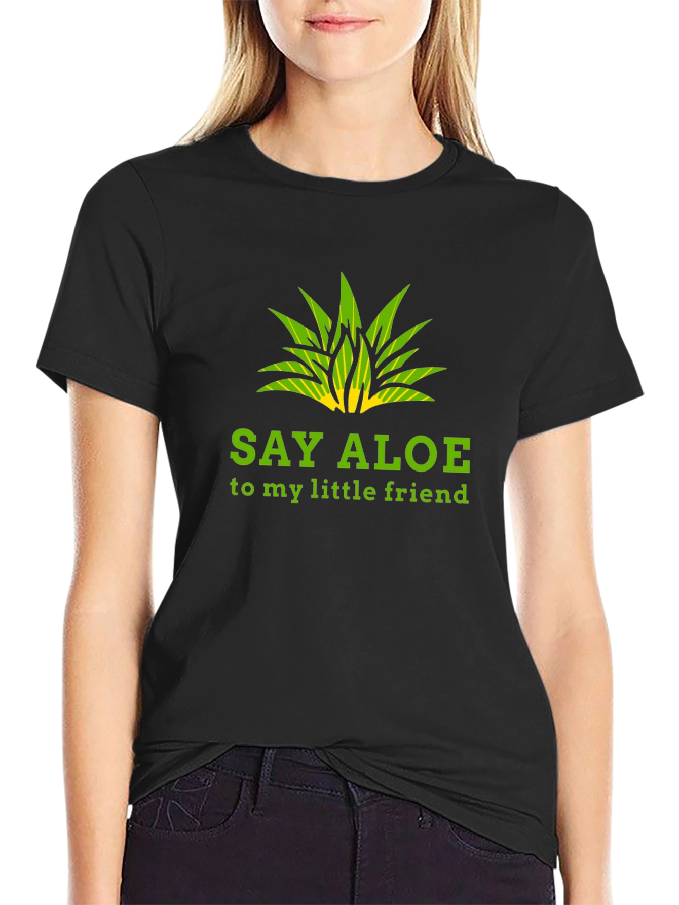 Say Aloe To My Little Friend Black Graphic Tee