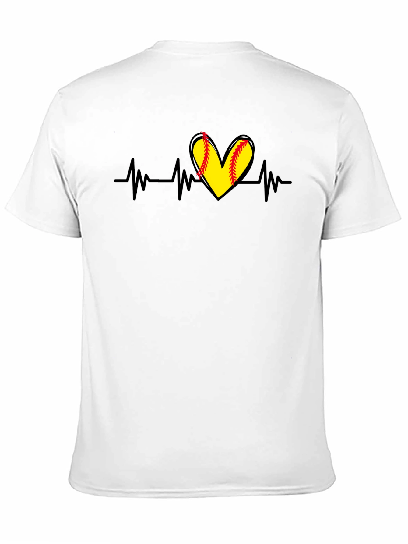 Softball Heartbeat T-Shirt - Black