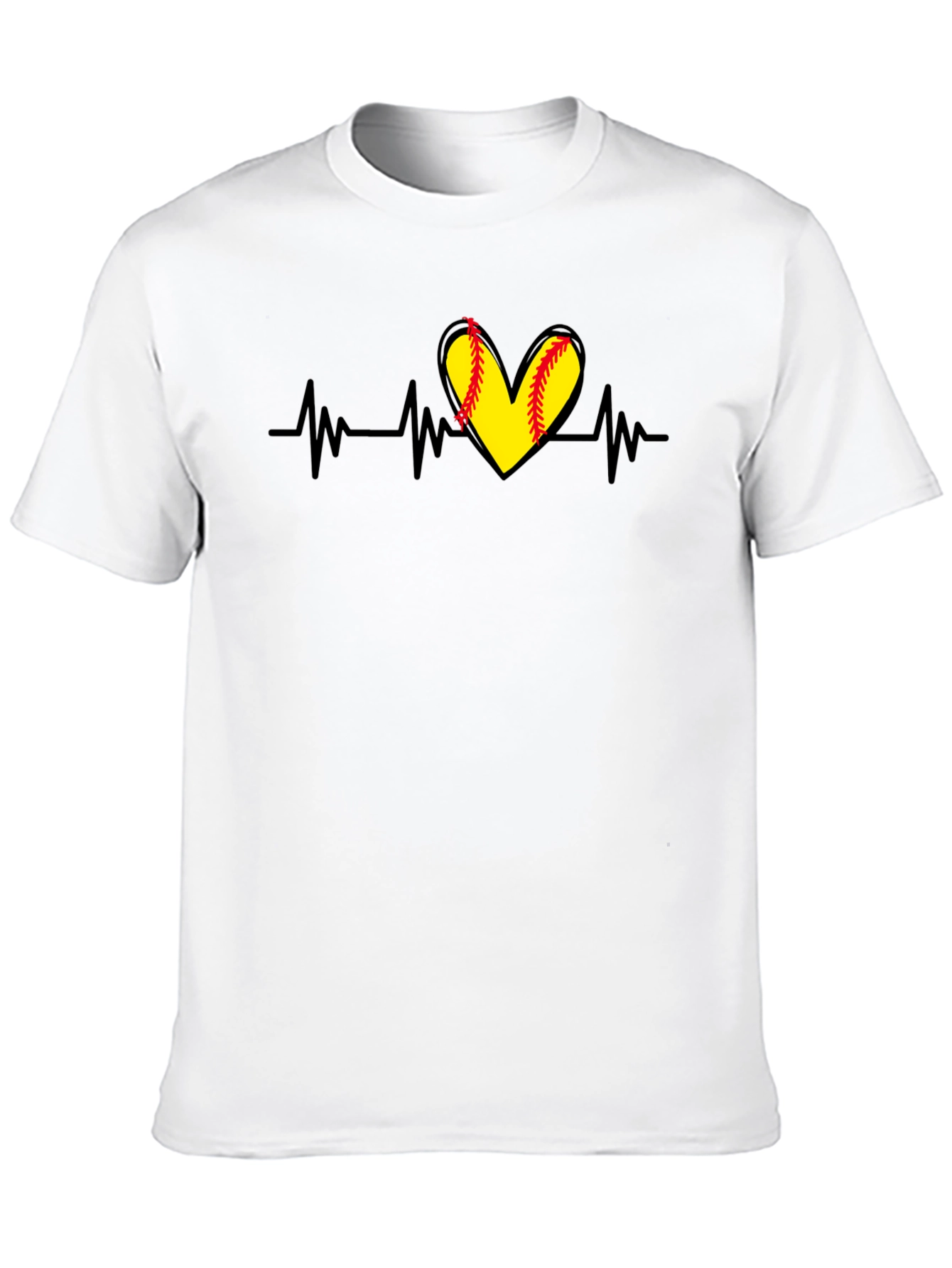Softball Heartbeat T-Shirt - Black