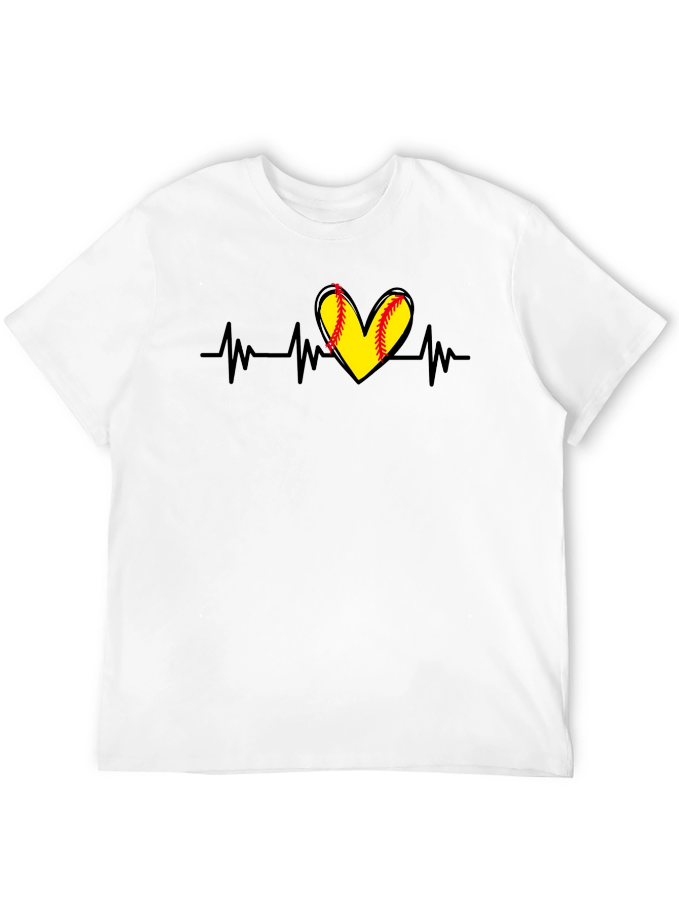 Softball Heartbeat T-Shirt - Black