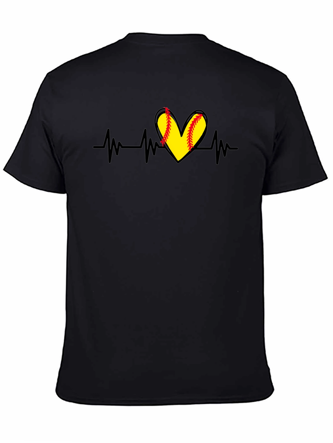 Softball Heartbeat T-Shirt - Black