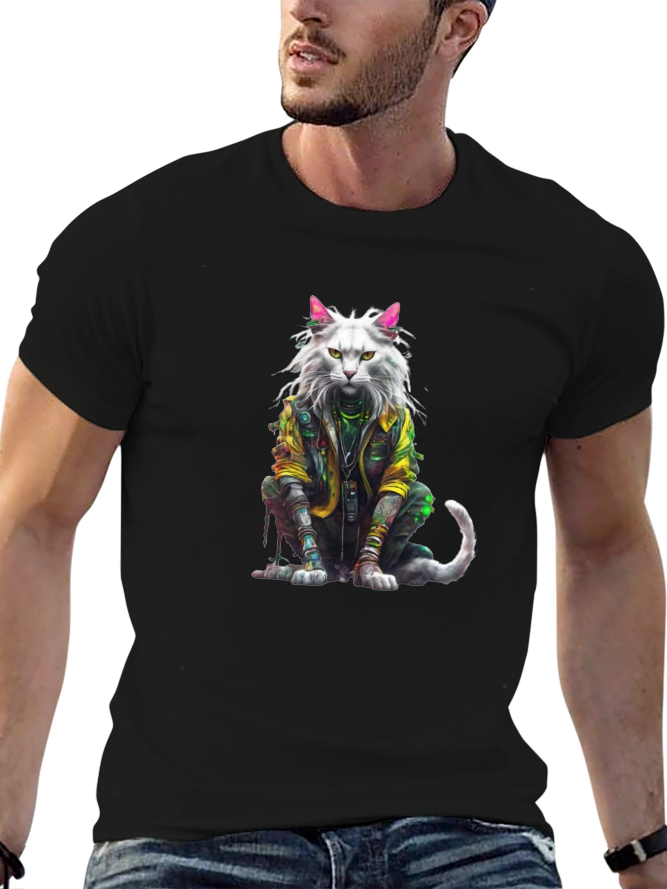 Cyberpunk Cat T-Shirt - Unique Graphic Tee
