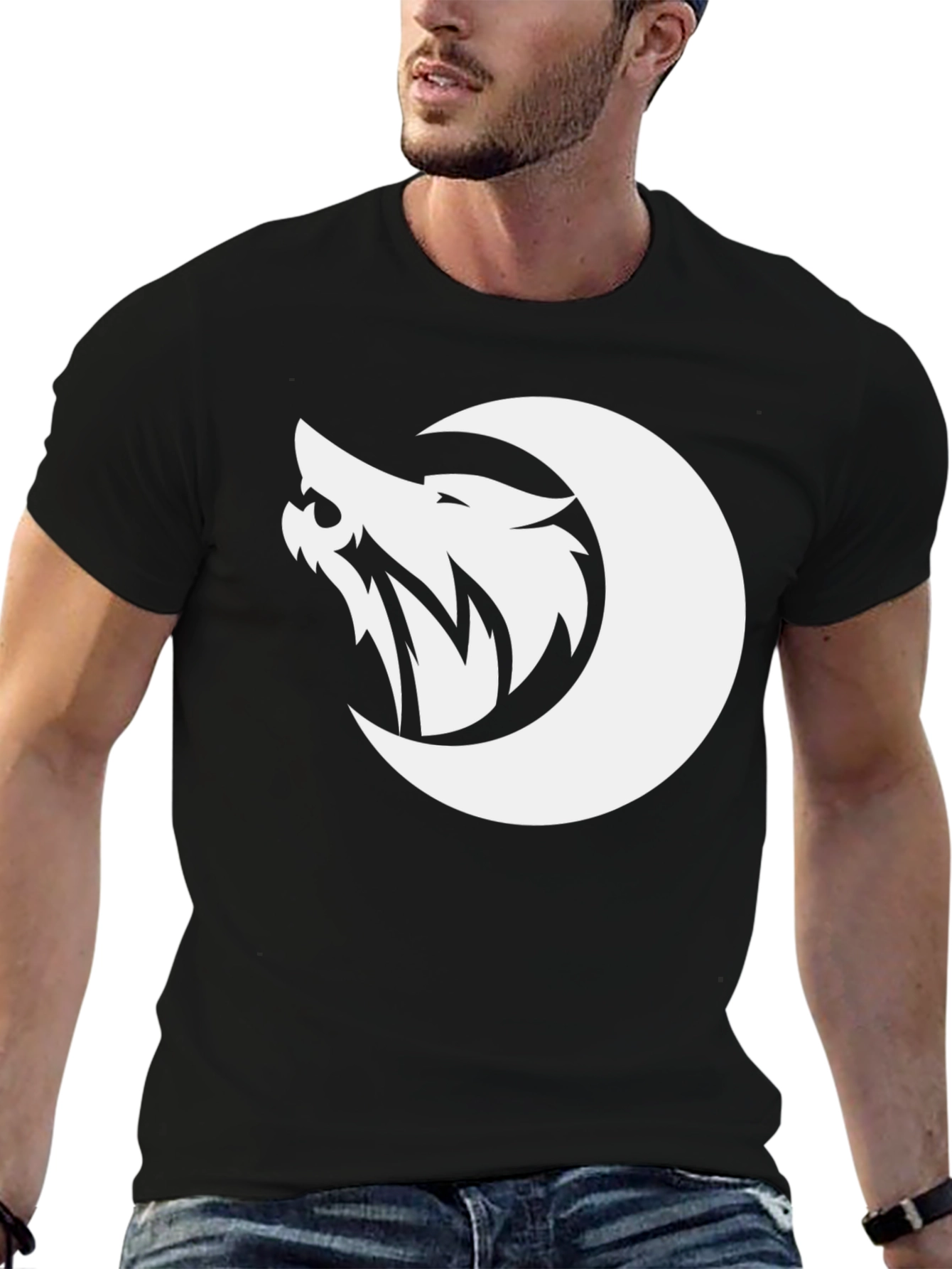 Wolf Moon Graphic T-Shirt - Black