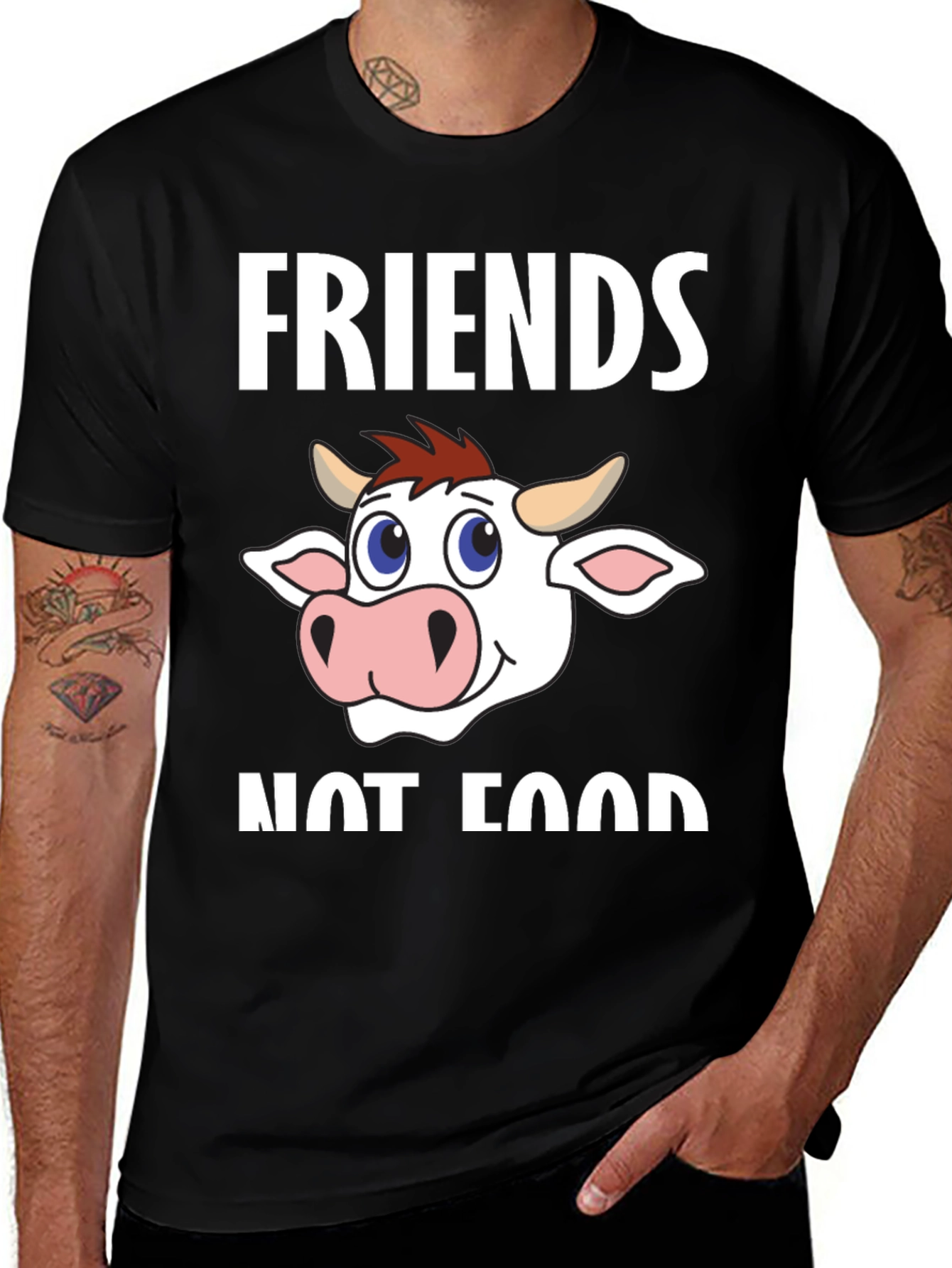 Friends Not Food T-Shirt - Vegan Cow Graphic Tee