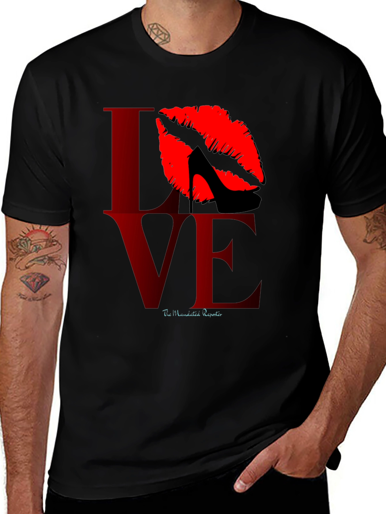 Love Kiss Heel Black Graphic Tee