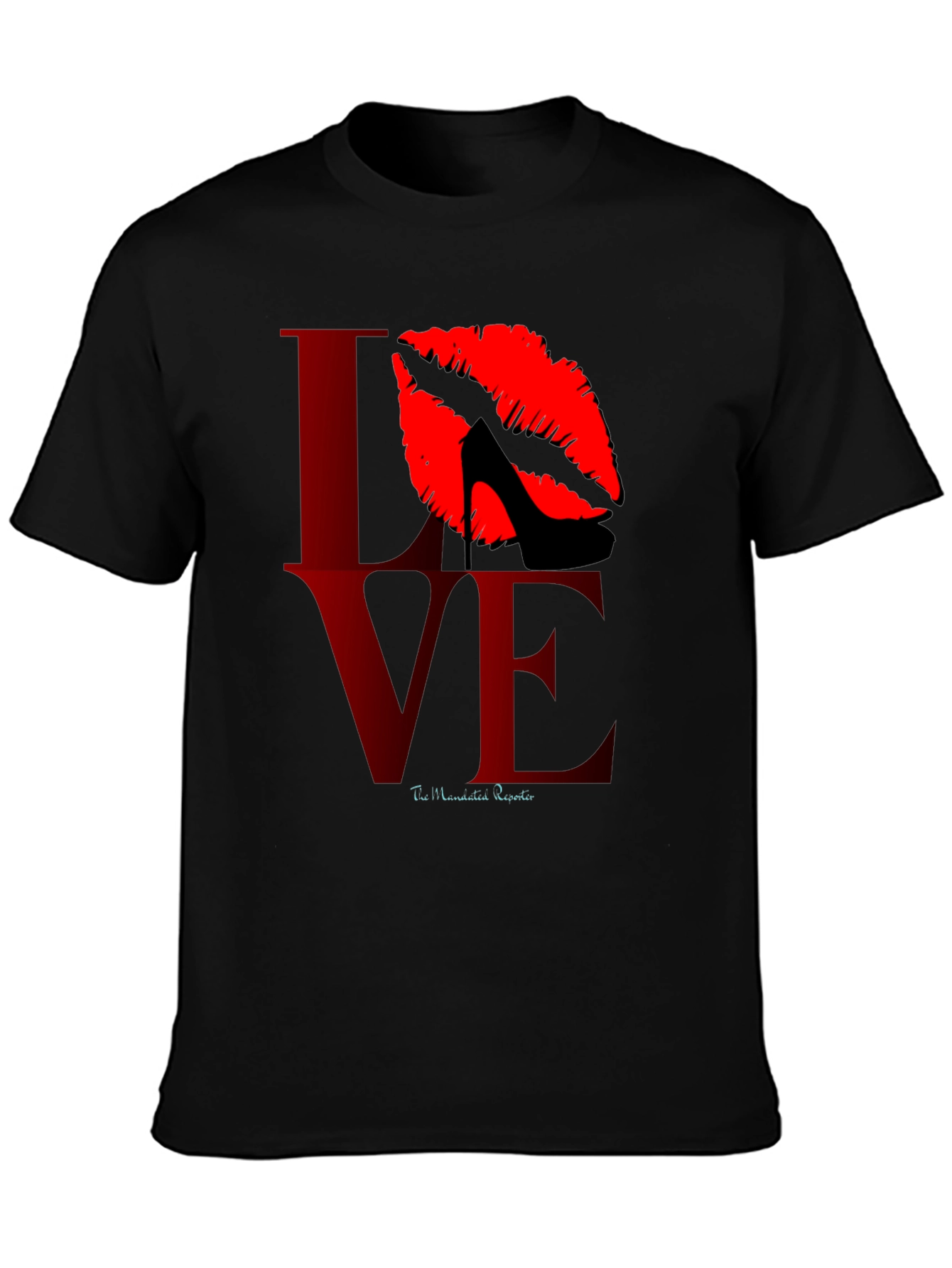 Love Kiss Heel Black Graphic Tee