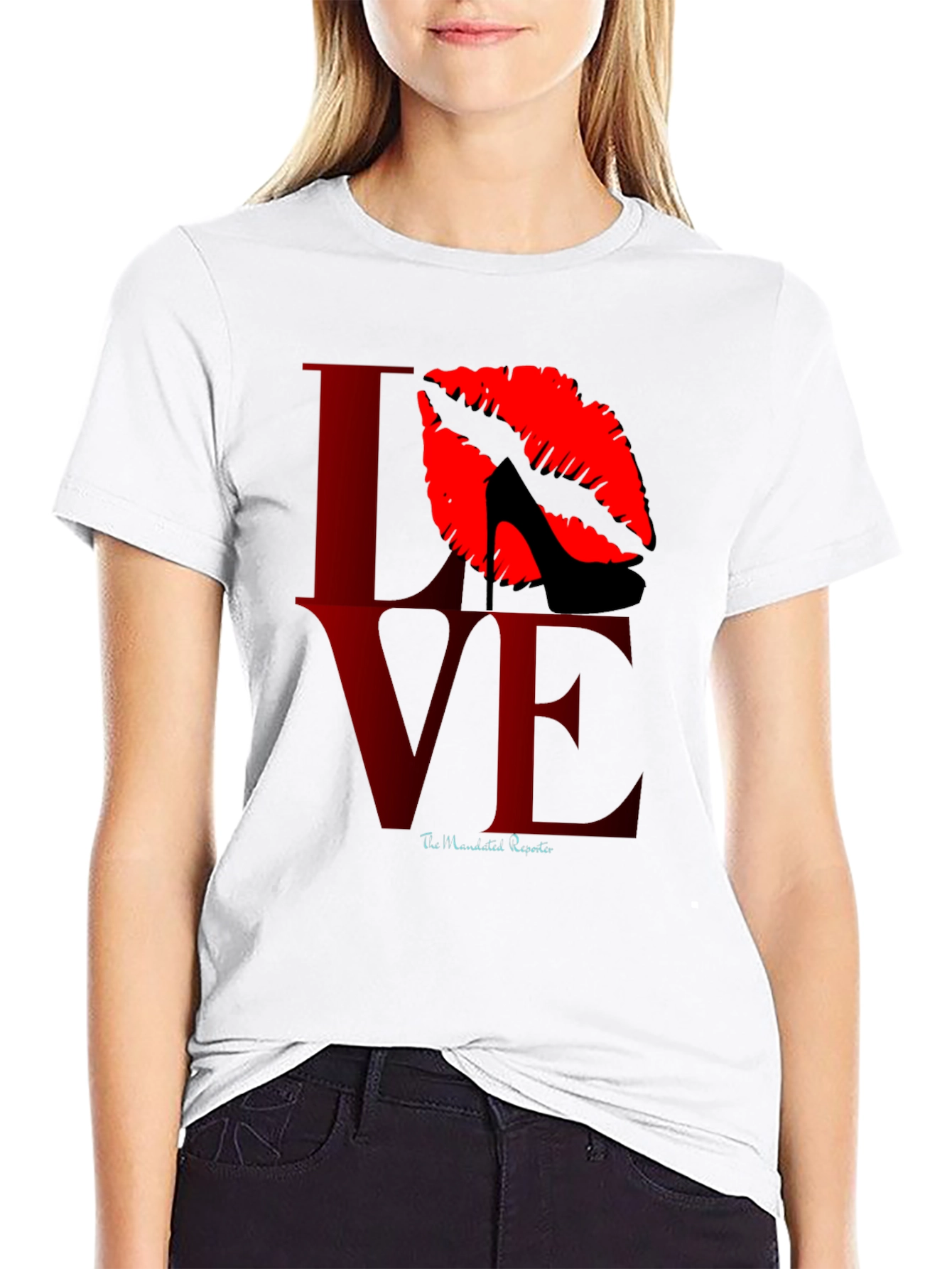 Love Kiss Heel Black Graphic Tee