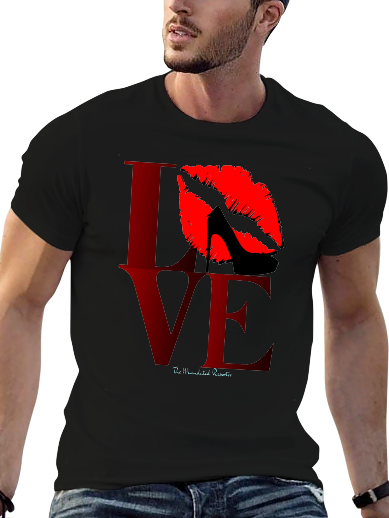Love Kiss Heel Black Graphic Tee