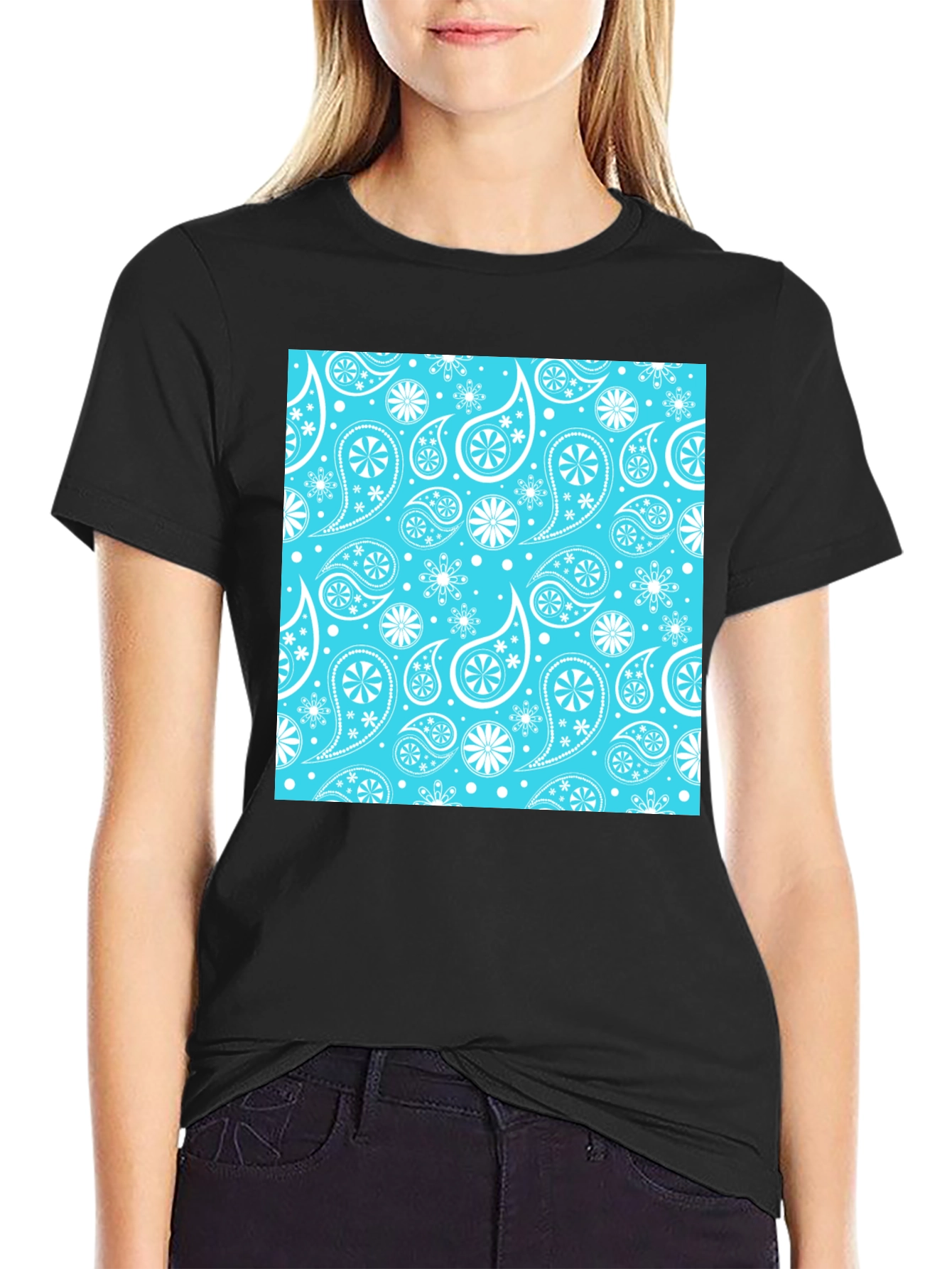 Paisley Pattern Black Tee