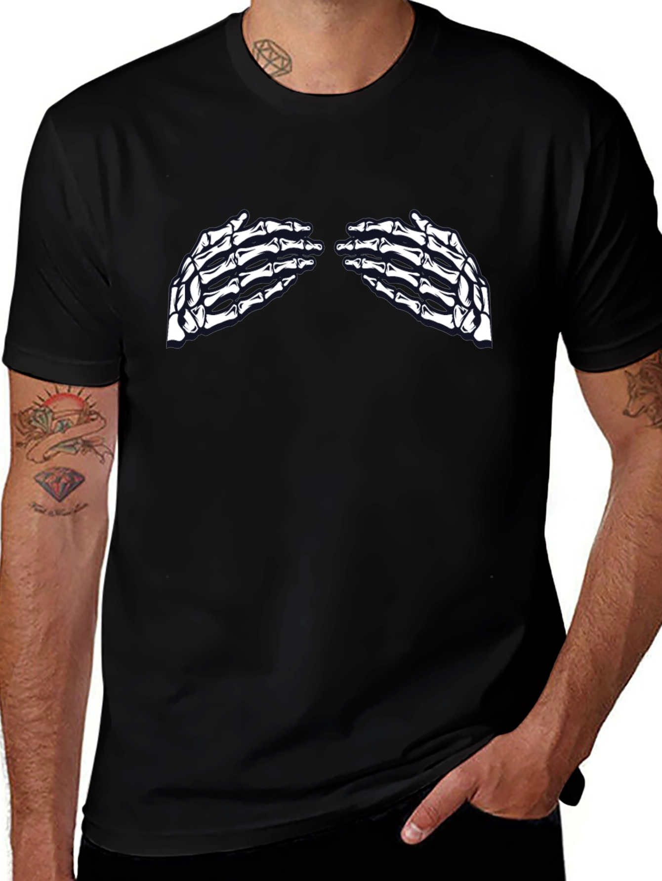 Skeleton Hands Graphic Tee - Unisex Black T-Shirt