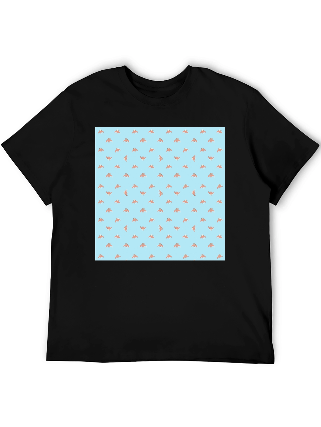 Novelty Pizza Slice Pattern Black T-Shirt