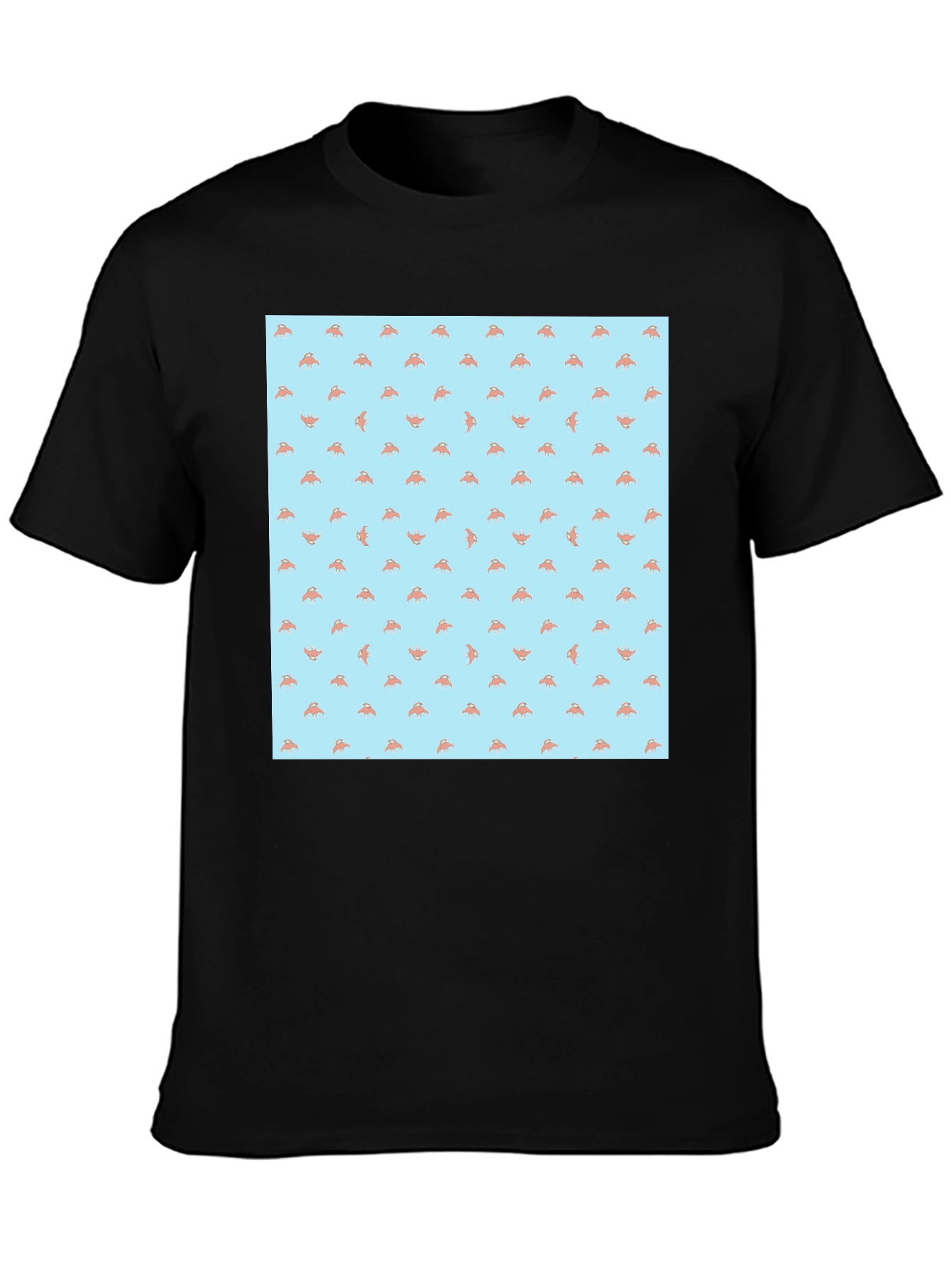Novelty Pizza Slice Pattern Black T-Shirt