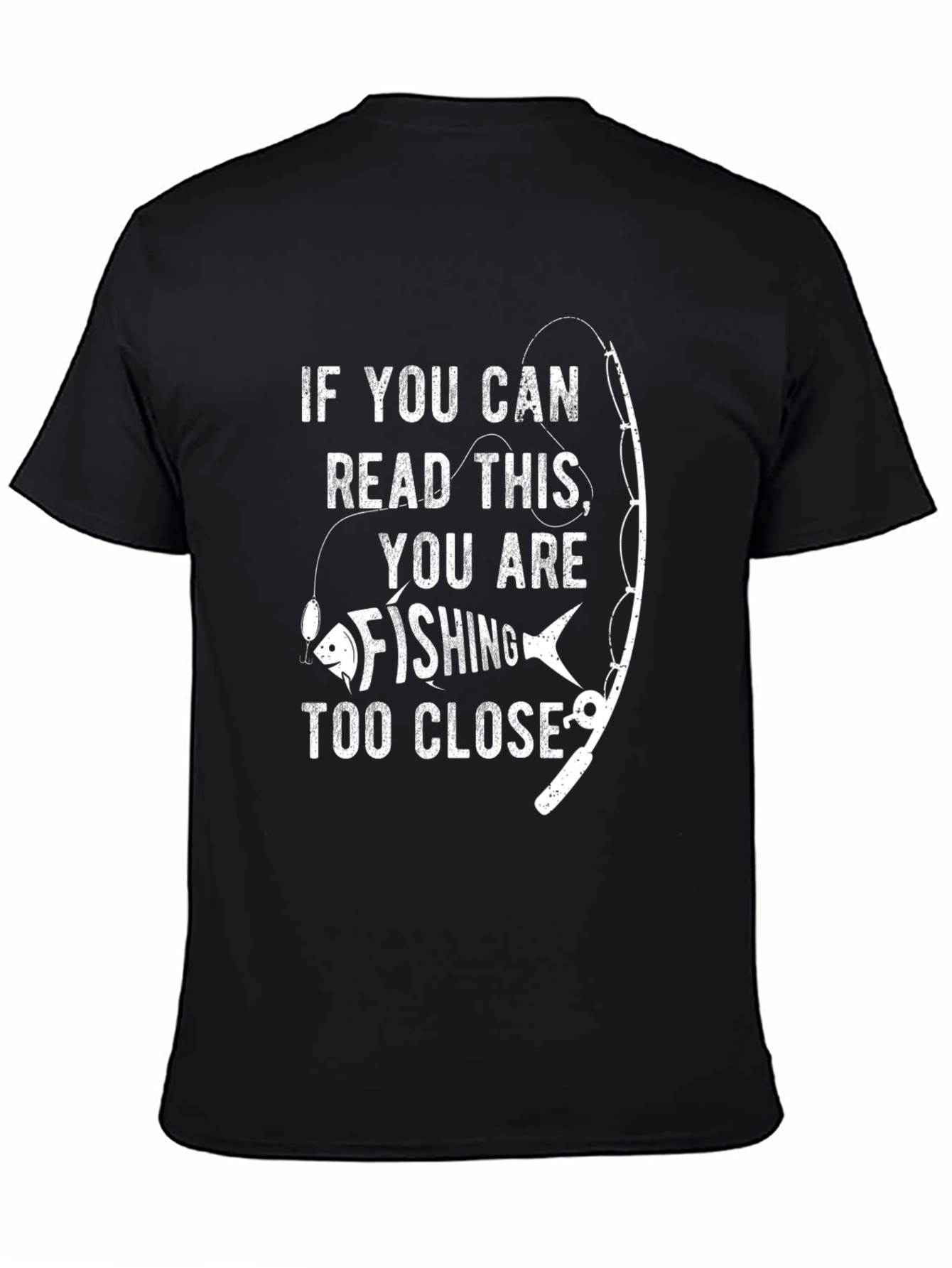 Fishing Too Close Graphic Tee - Black Cotton