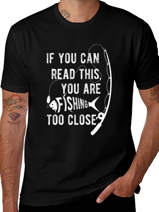 Fishing Too Close Graphic Tee - Black Cotton