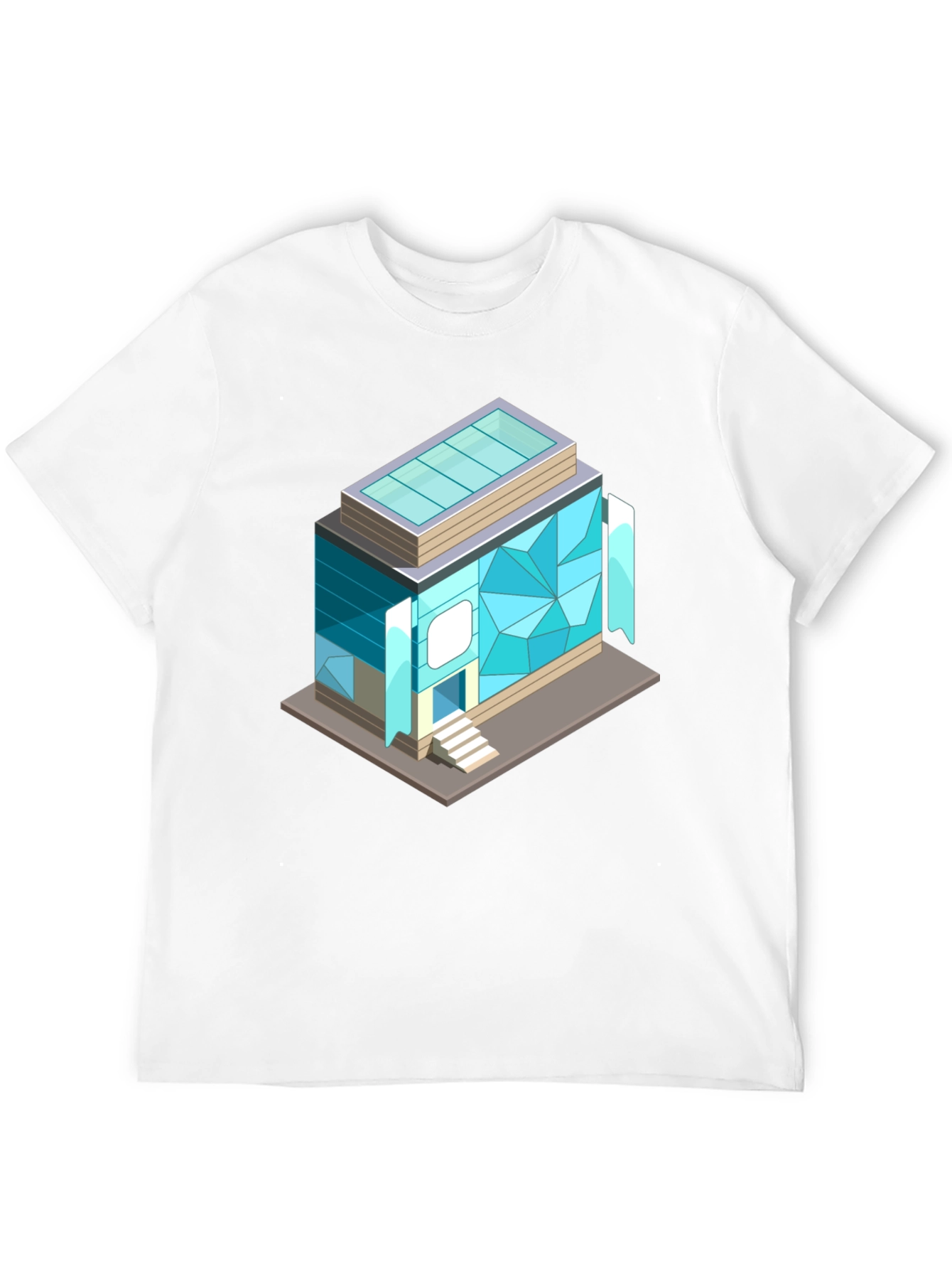 Geometric Building Graphic Tee - Isometric Architecture Shirt