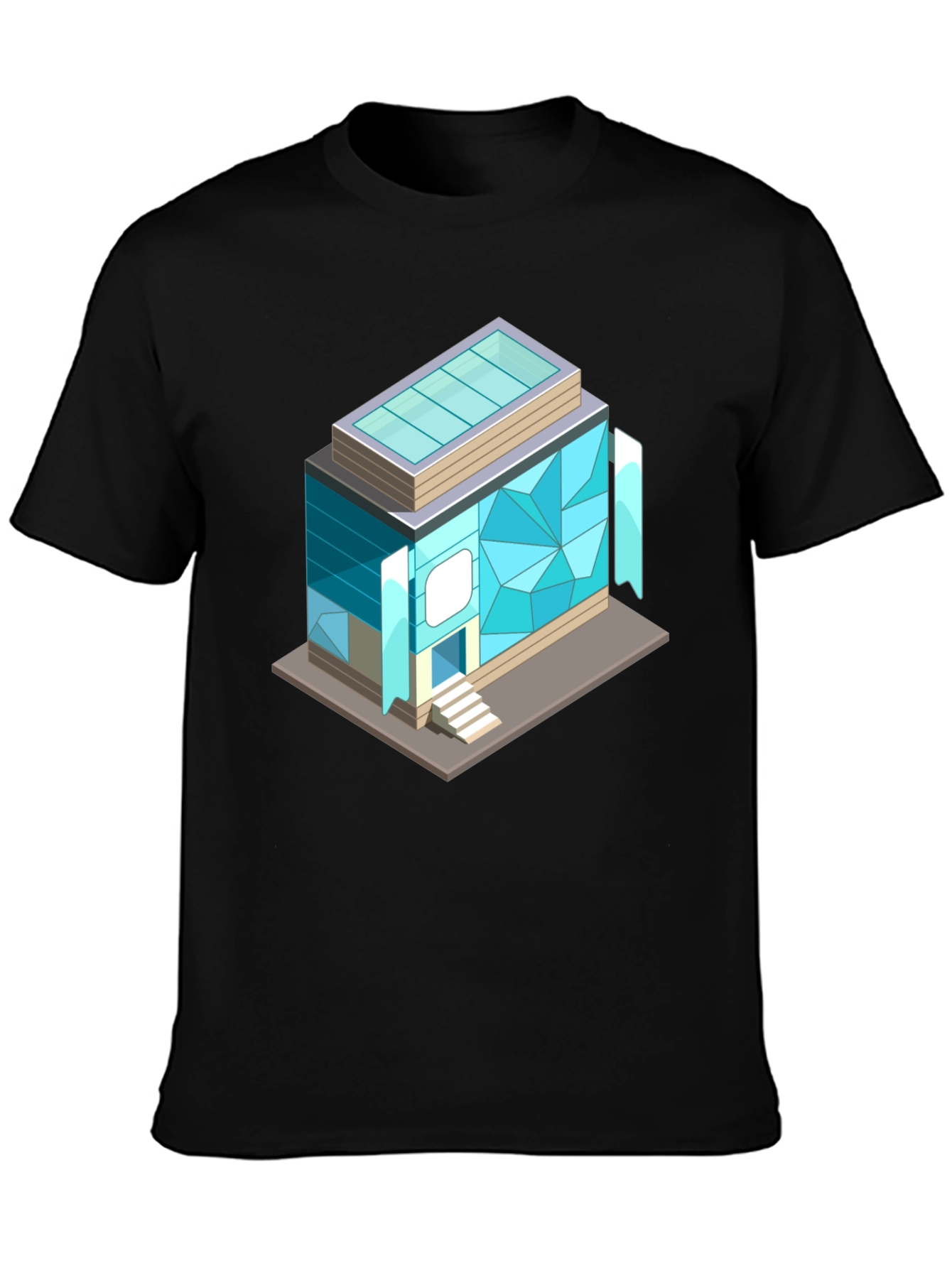 Geometric Building Graphic Tee - Isometric Architecture Shirt