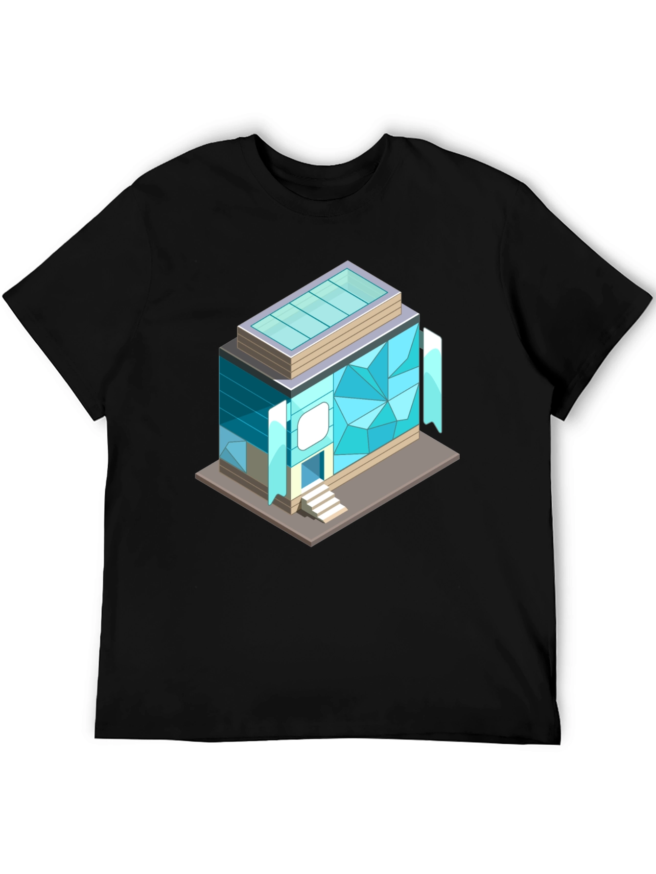 Geometric Building Graphic Tee - Isometric Architecture Shirt