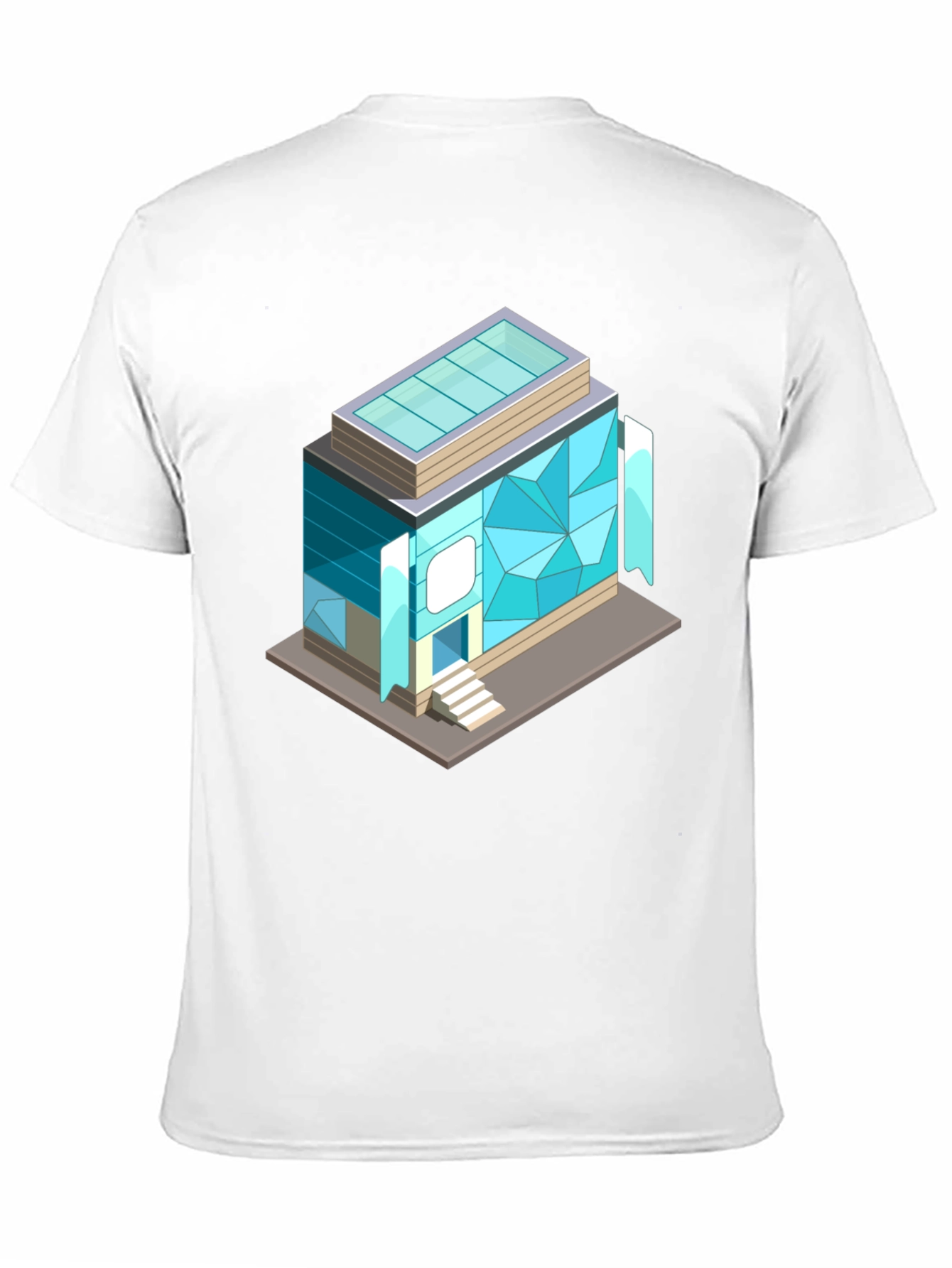 Geometric Building Graphic Tee - Isometric Architecture Shirt
