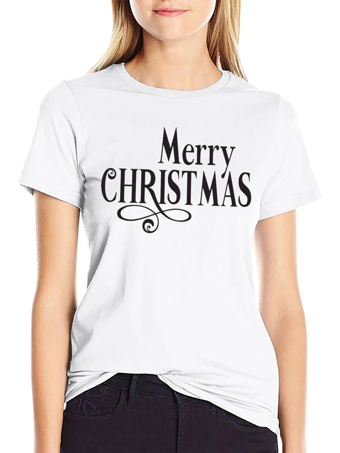 Merry Christmas Black T-Shirt Holiday Festive Season