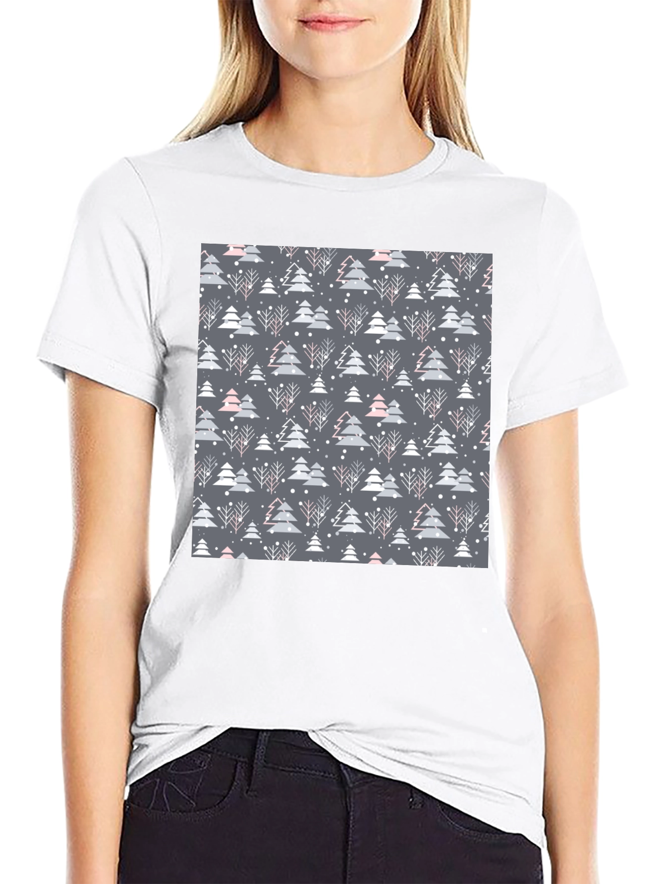 Festive Christmas Tree Pattern T-Shirt