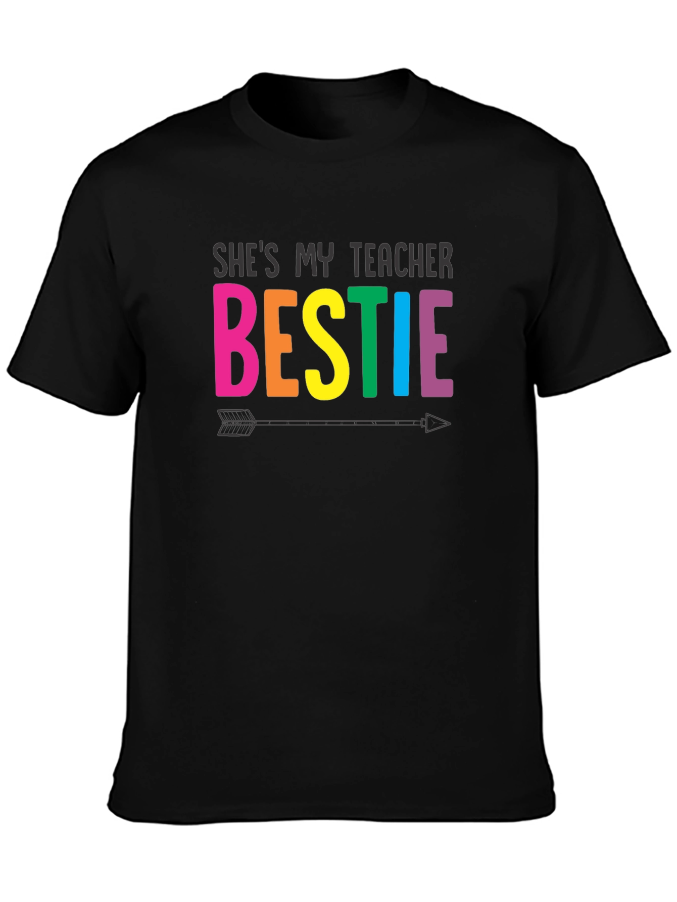 Shes My Teacher Bestie Black T-Shirt