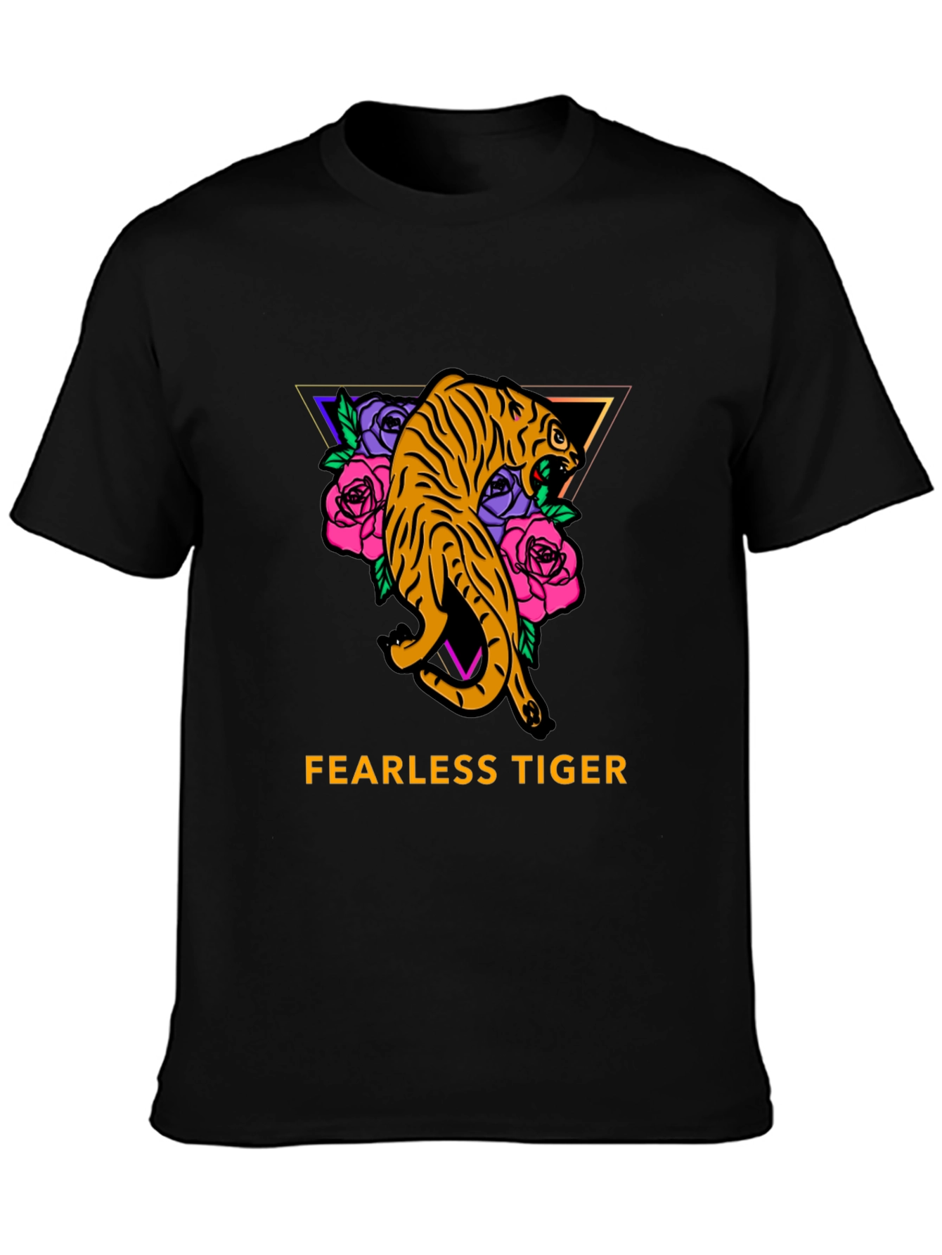 Fearless Tiger Graphic Tee - Black Cotton T-Shirt