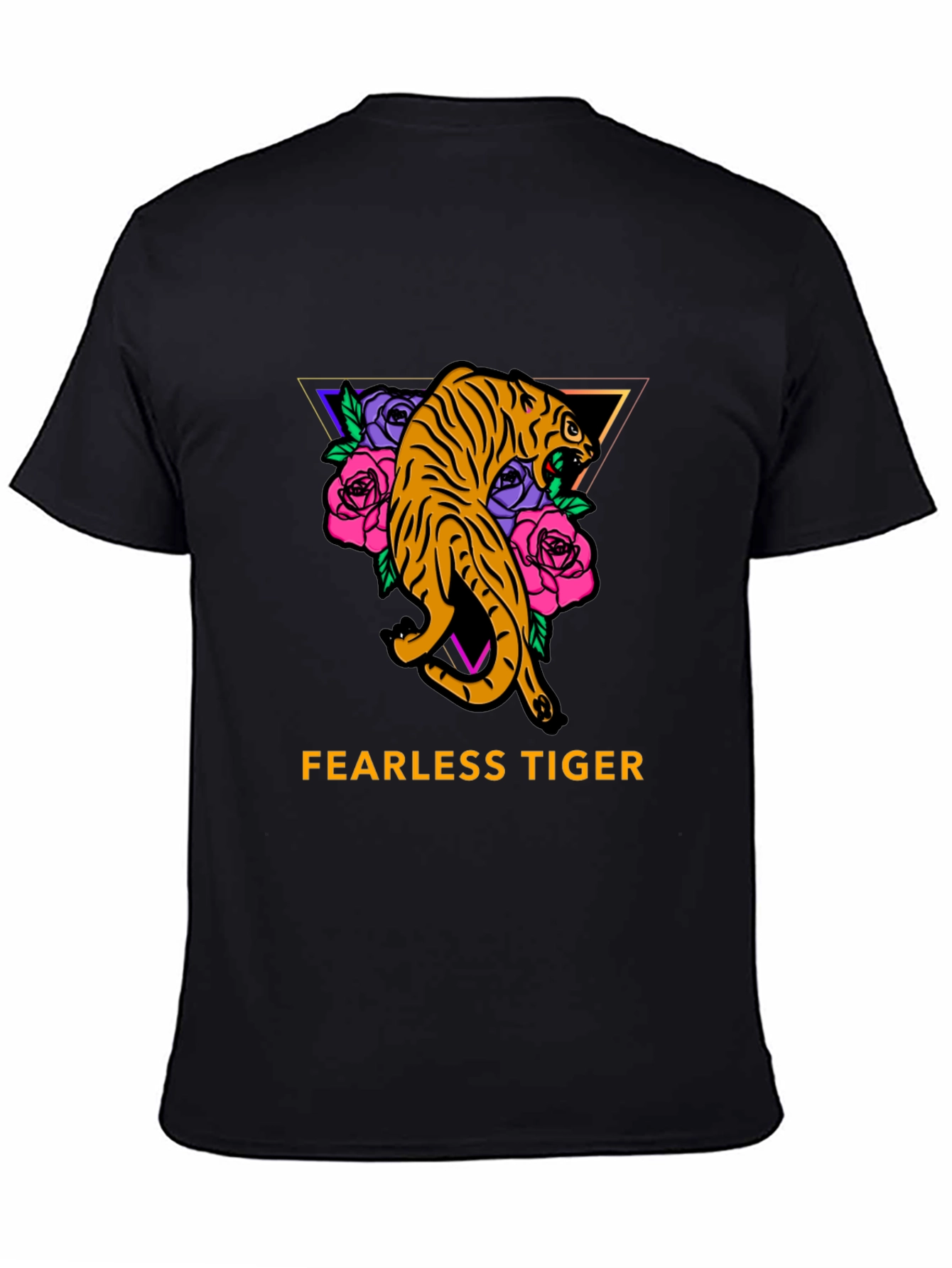 Fearless Tiger Graphic Tee - Black Cotton T-Shirt