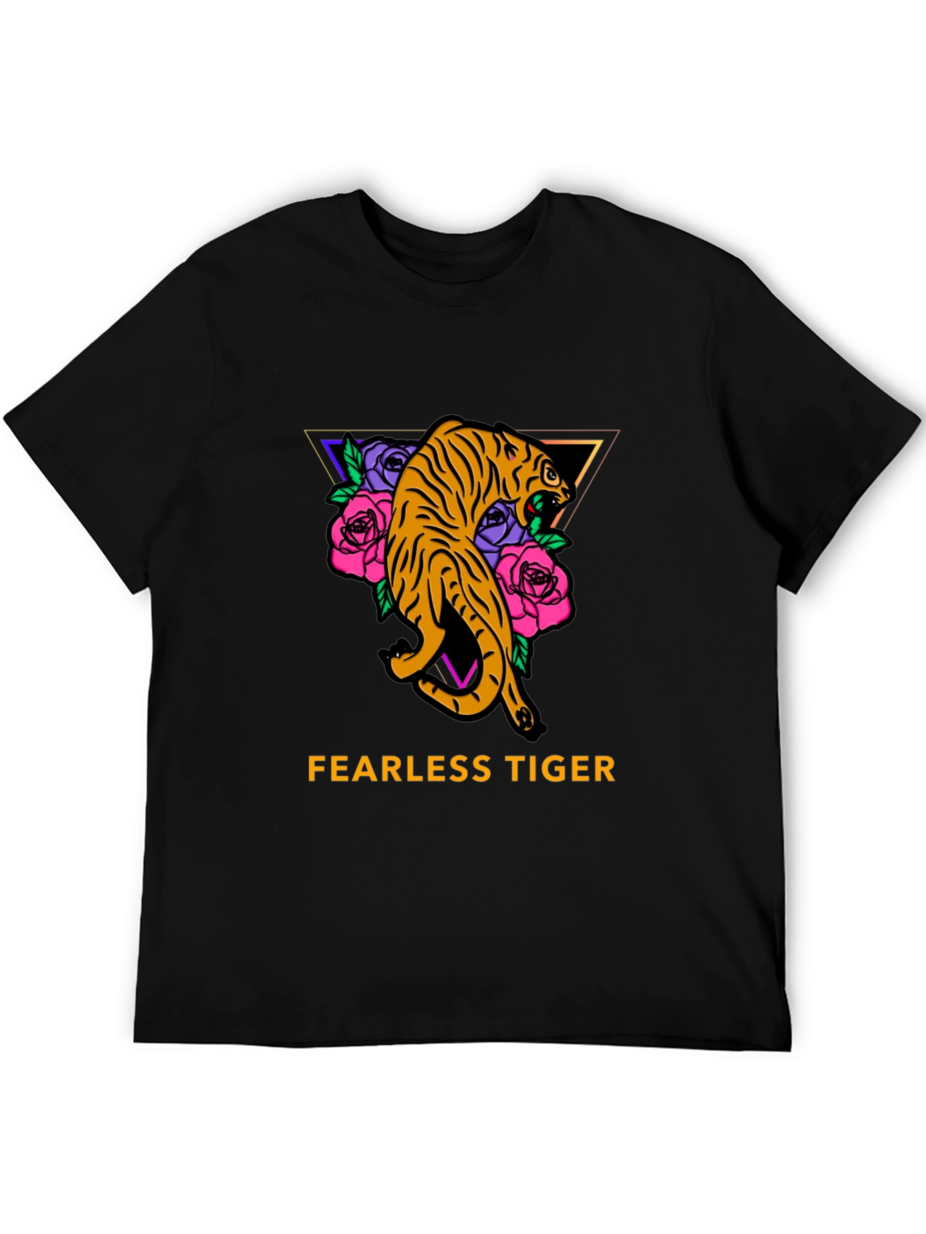 Fearless Tiger Graphic Tee - Black Cotton T-Shirt