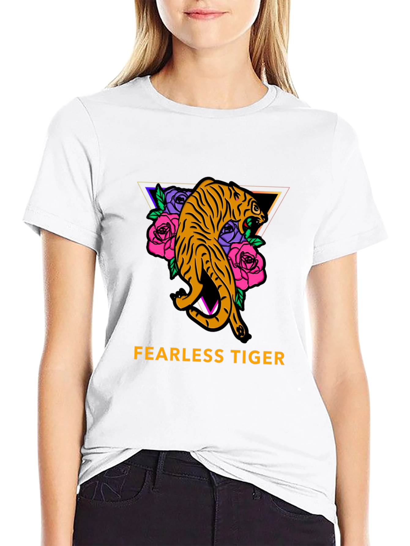 Fearless Tiger Graphic Tee - Black Cotton T-Shirt