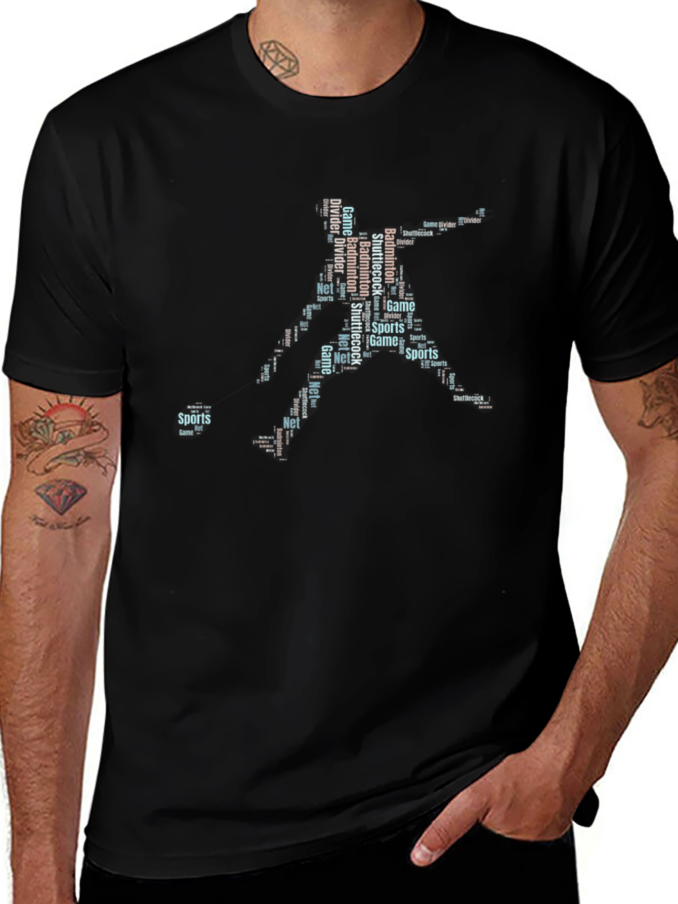 Badminton Player Word Art Graphic Tee