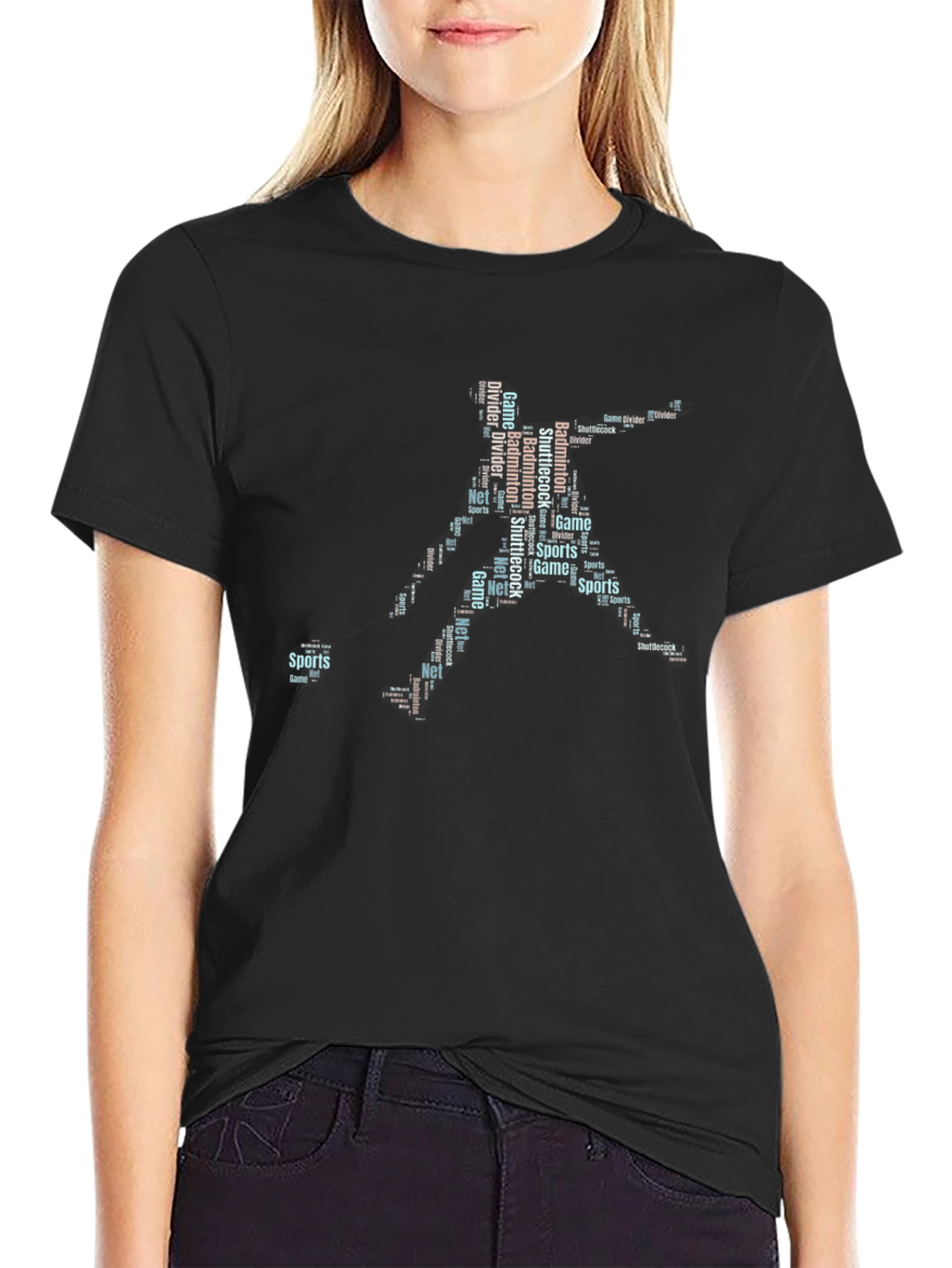 Badminton Player Word Art Graphic Tee