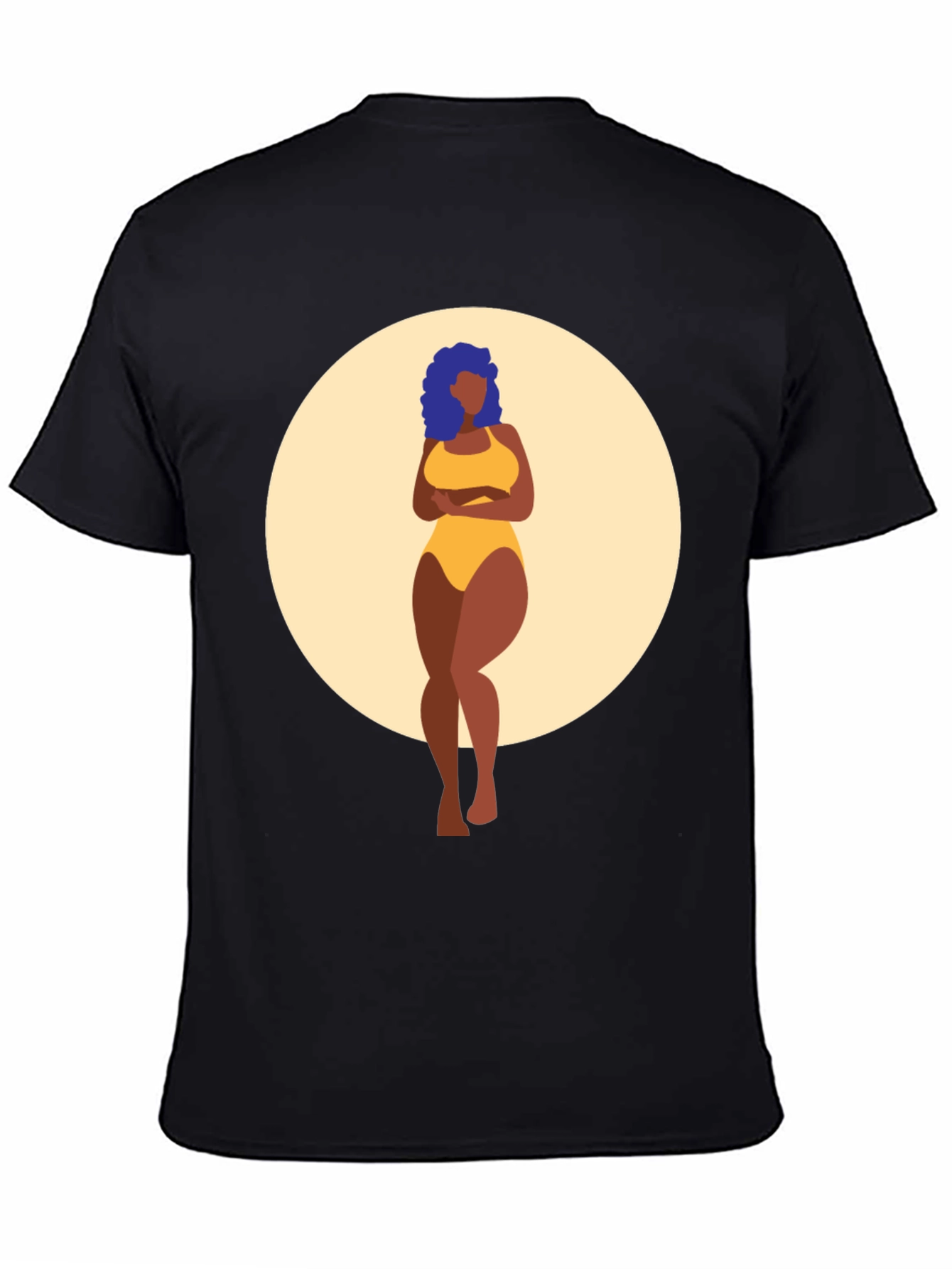 Black Graphic Tee - Curvy Woman Art Print