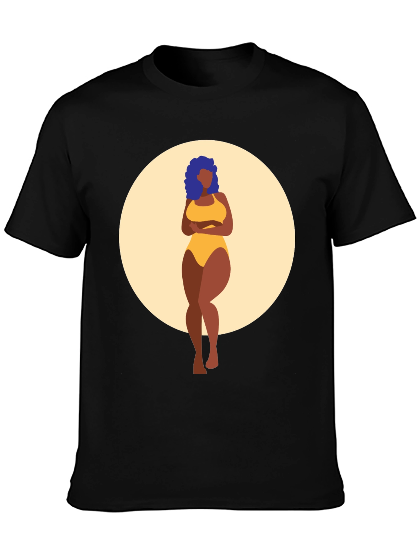 Black Graphic Tee - Curvy Woman Art Print