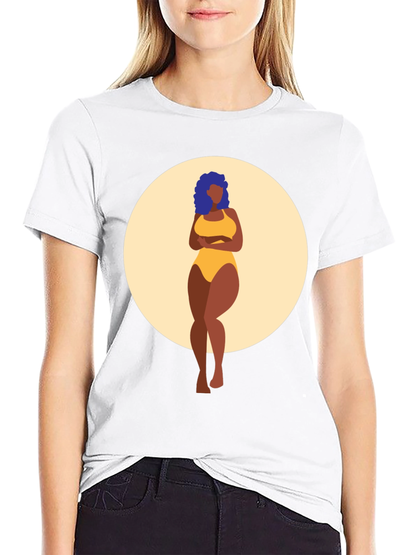 Black Graphic Tee - Curvy Woman Art Print