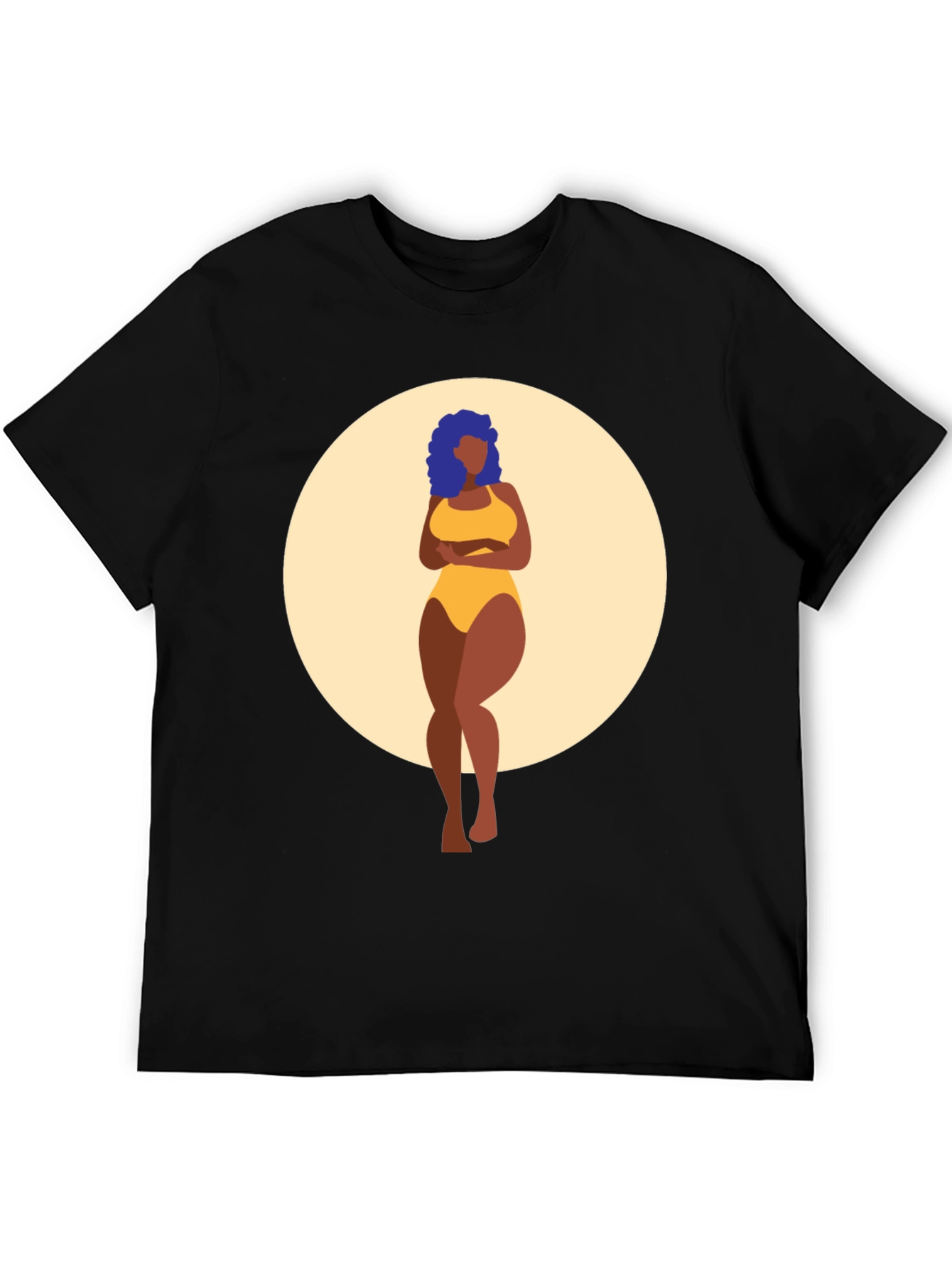 Black Graphic Tee - Curvy Woman Art Print